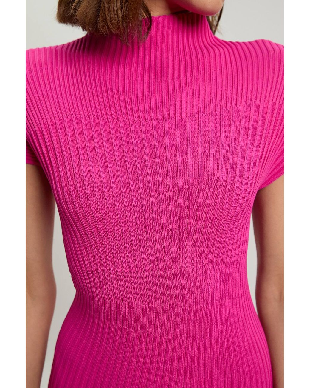 Karen Millen Pink Stitch Detail Knit Midi Dress