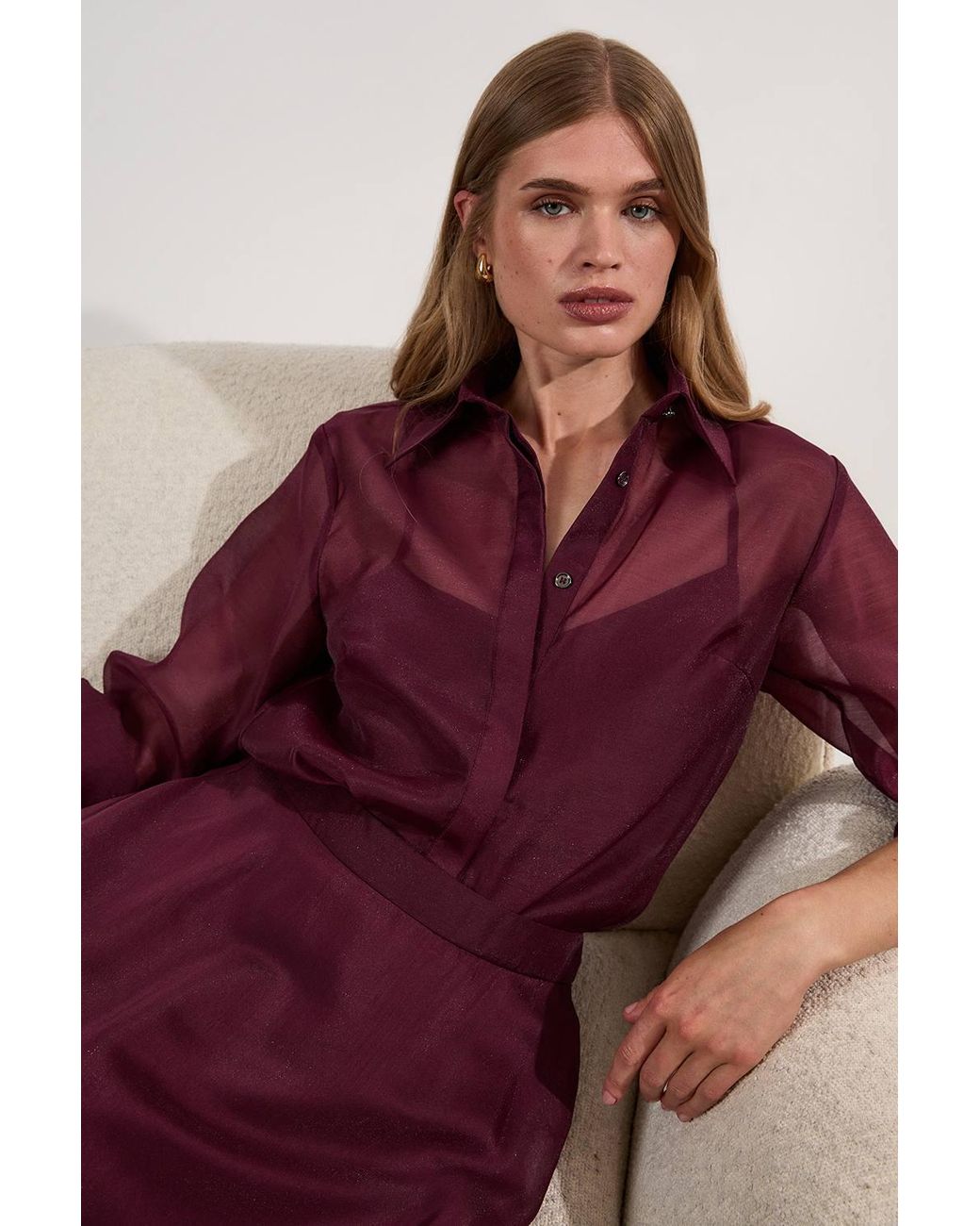 Karen Millen Purple Organdie Woven Shirt