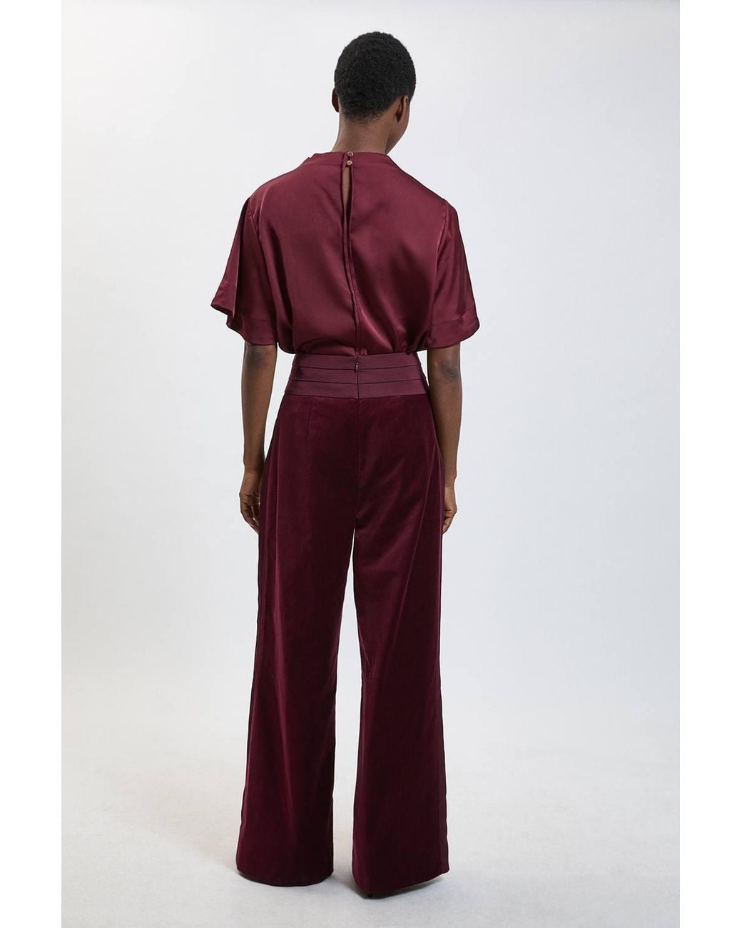 Karen Millen Velvet Tailored Wide Leg Trouser