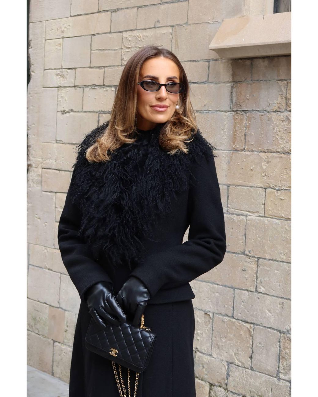 Karen Millen Black Wool Detachable Collar Tailored Double Breasted Midi Coat