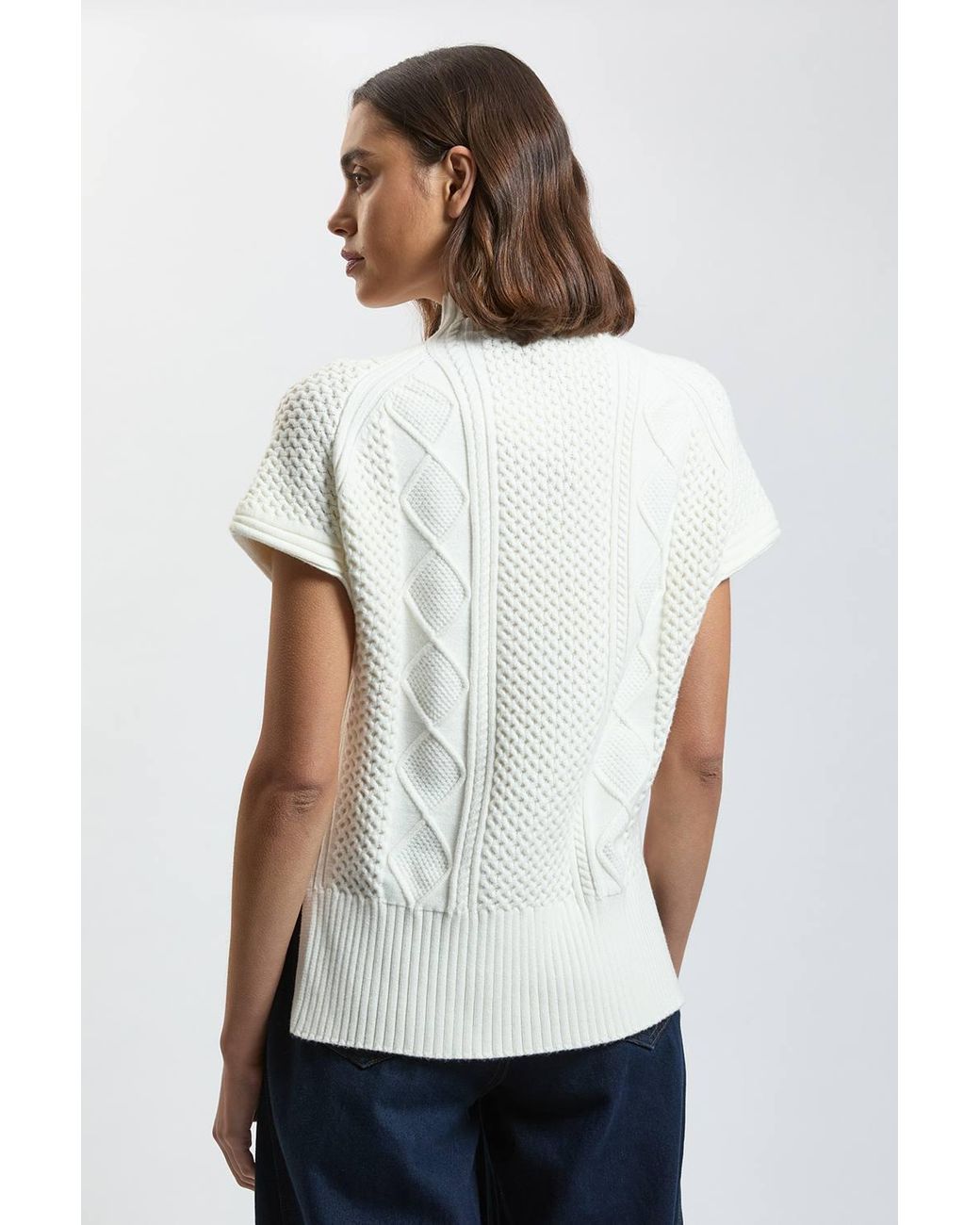 Karen Millen White Cable Knit Tank Jumper