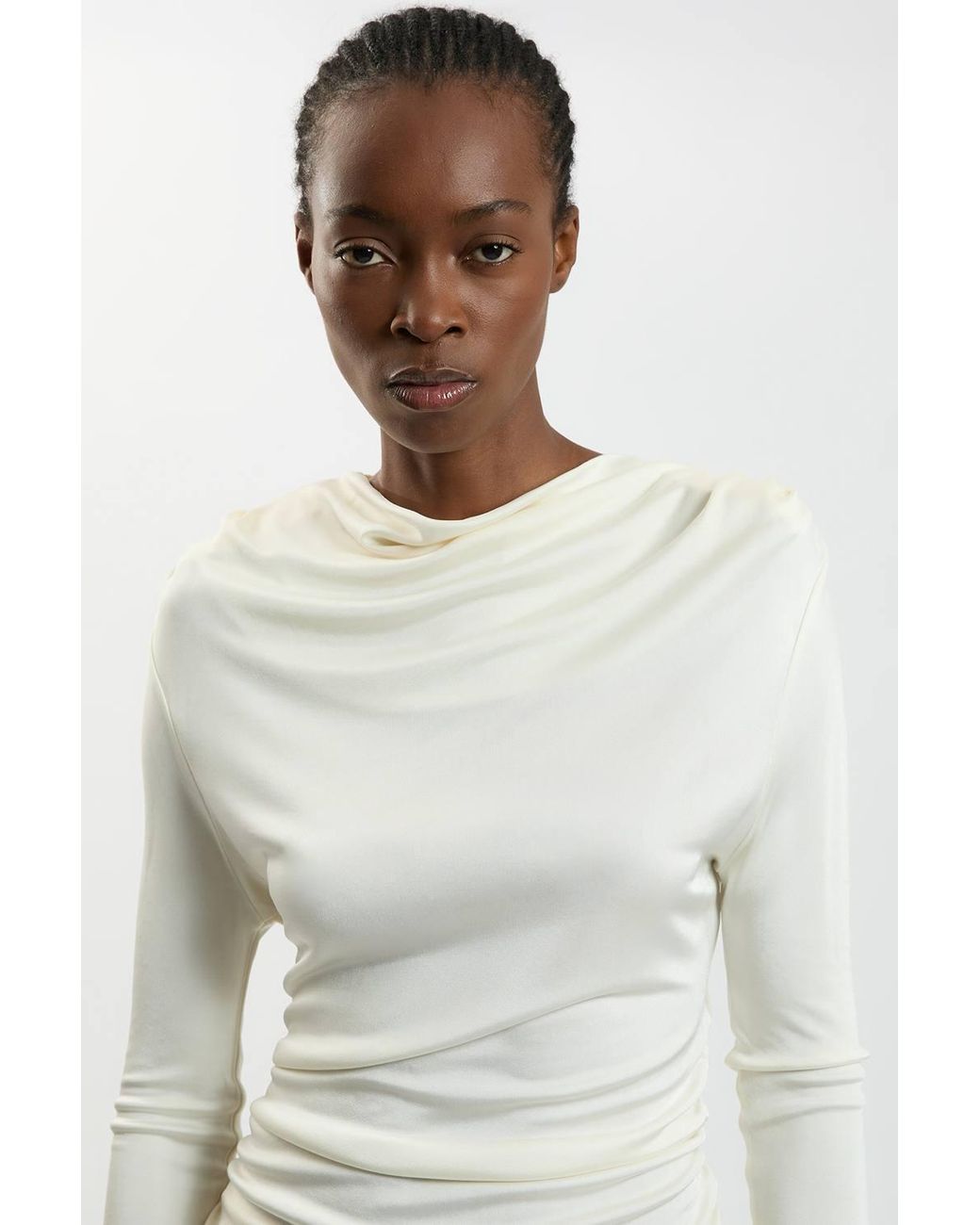Karen Millen Blue Cowl Viscose Crepe Neck Sleeveless Top