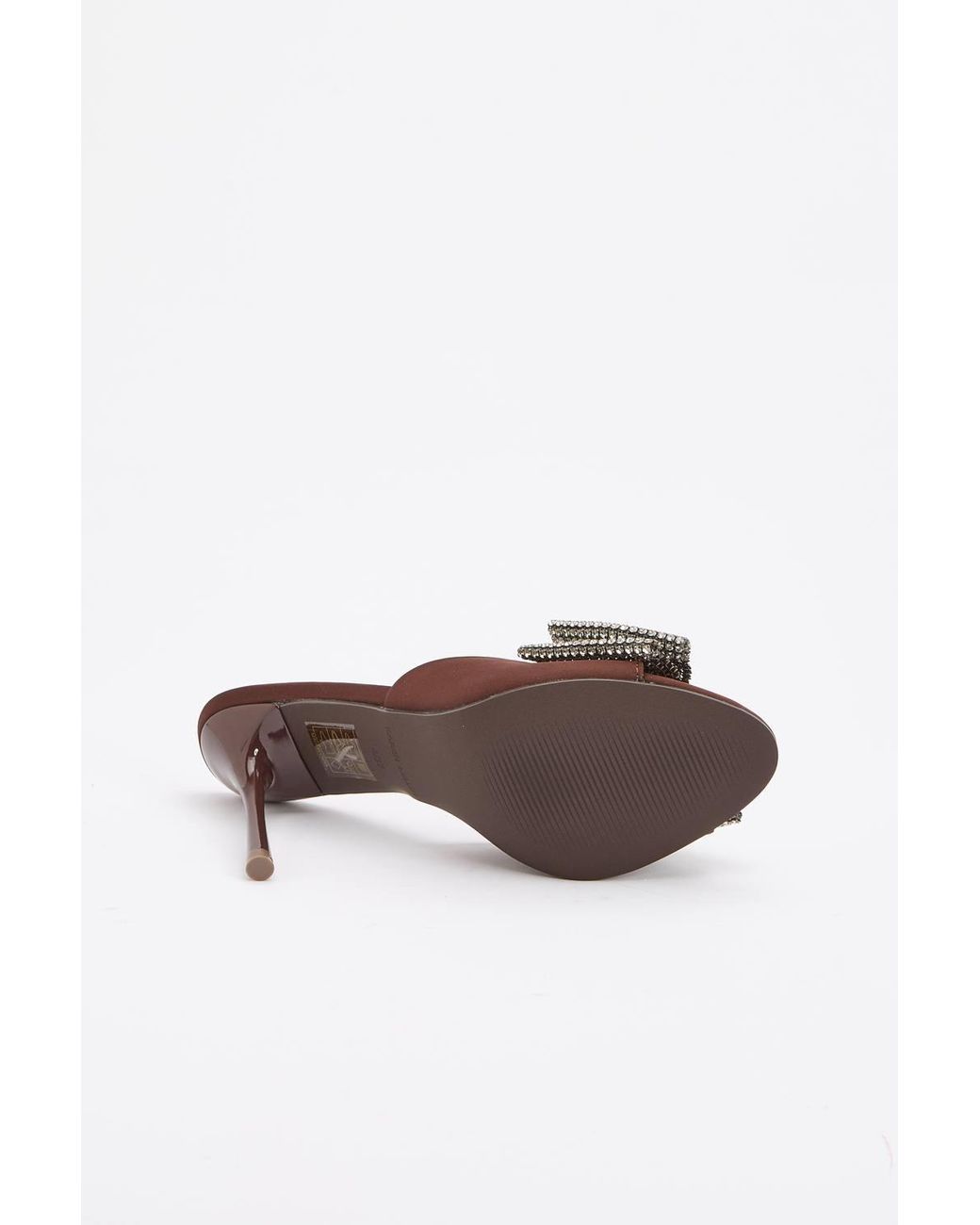 Karen Millen Brown Satin Bow Embellishment Peep Toe Mule