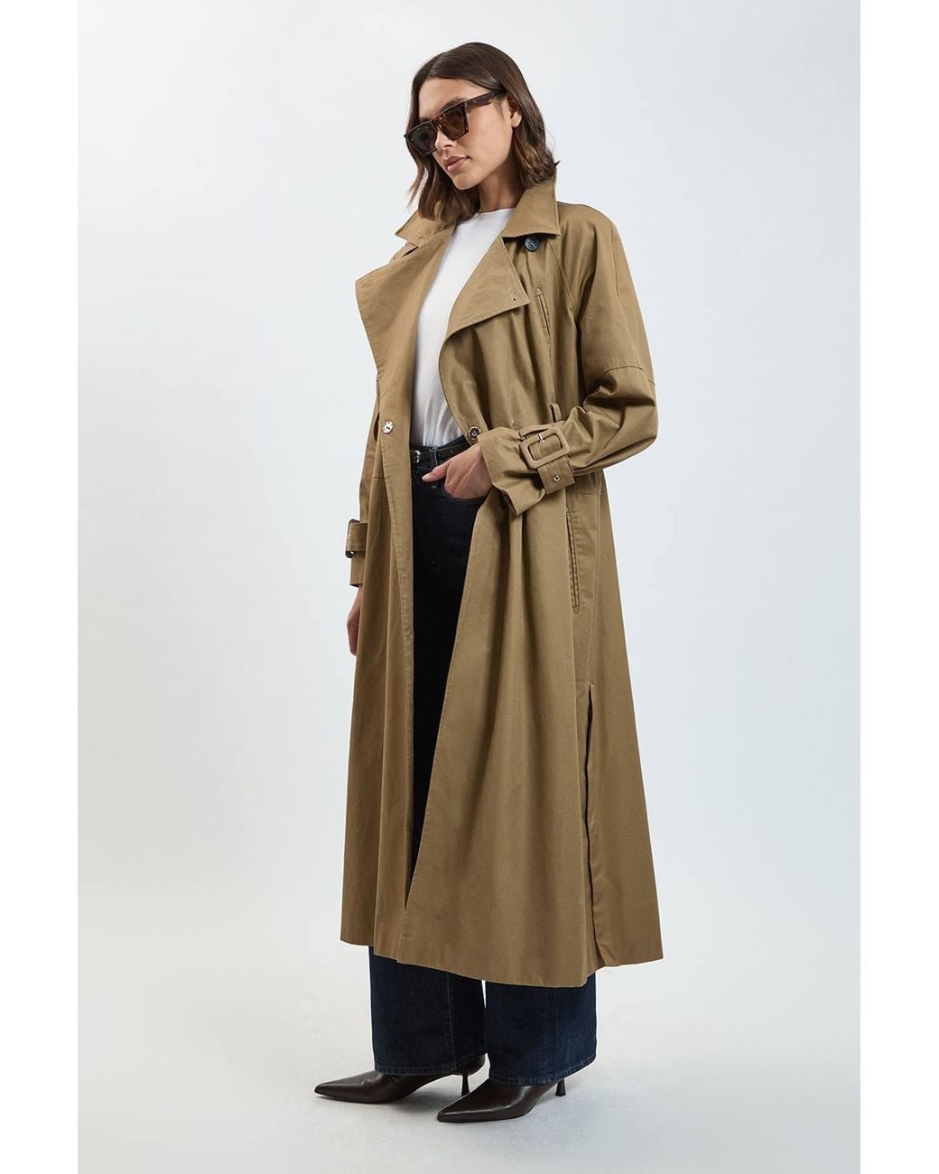 Karen Millen Natural Funnel Neck Trench Coat