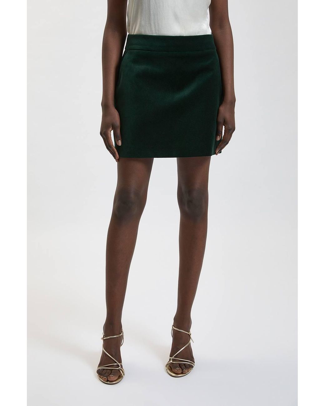 Karen Millen Black Tailored Velvet Mini Skirt