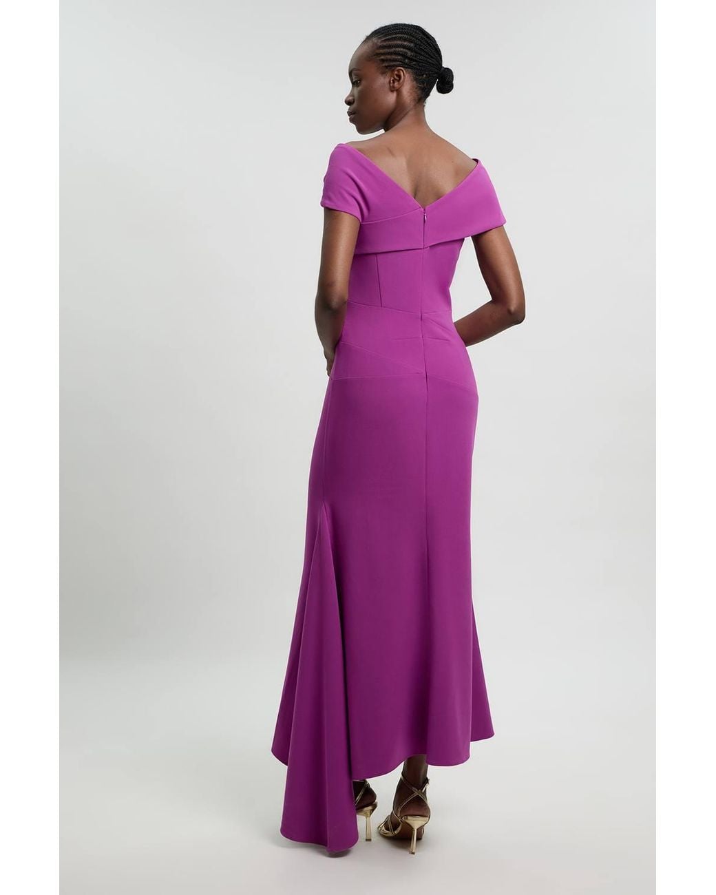 Karen Millen Purple Compact Stretch Viscose Bandeau Maxi Dress