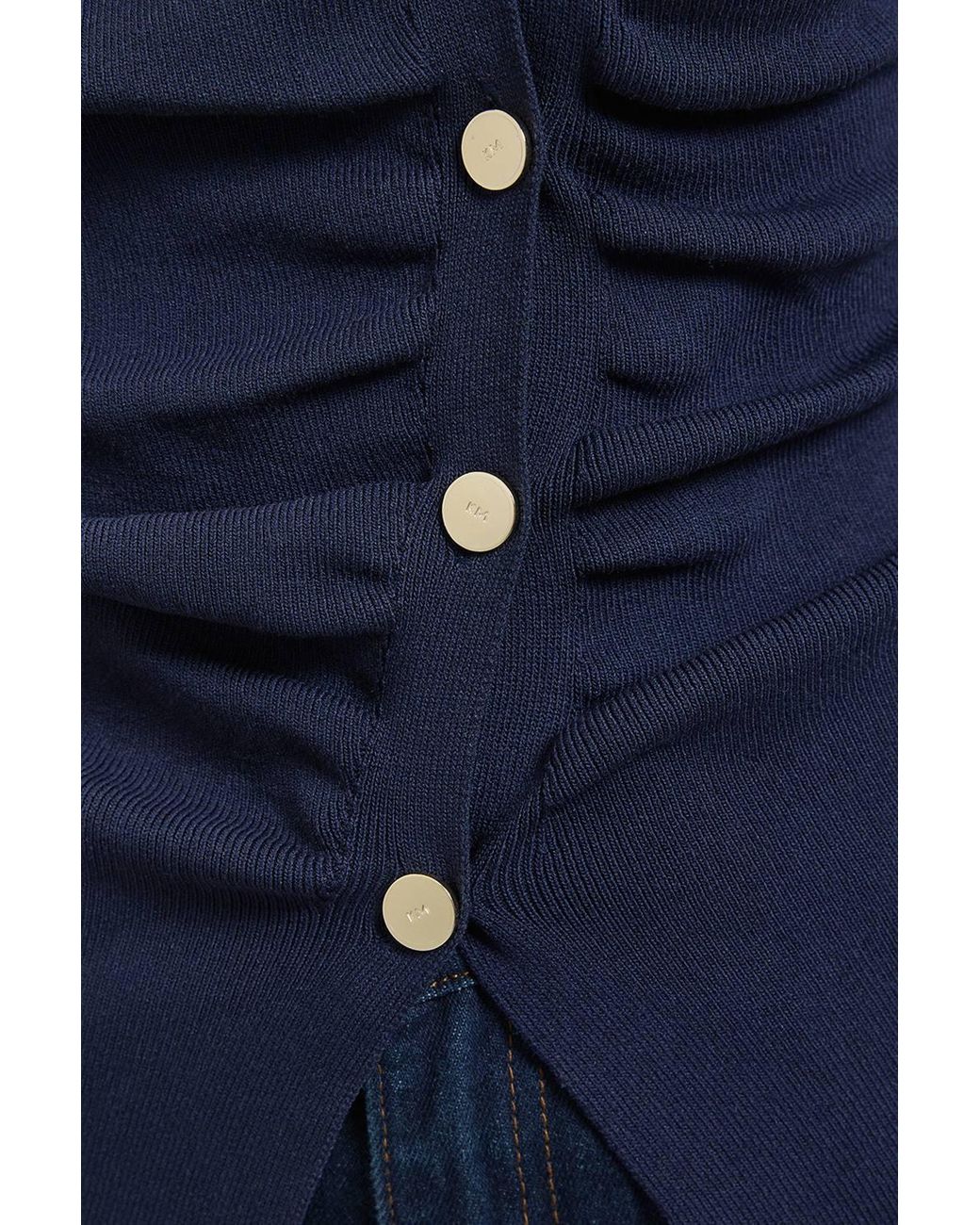 Karen Millen Blue Asymmetric Fastening Viscose Knit Cardigan Sweater
