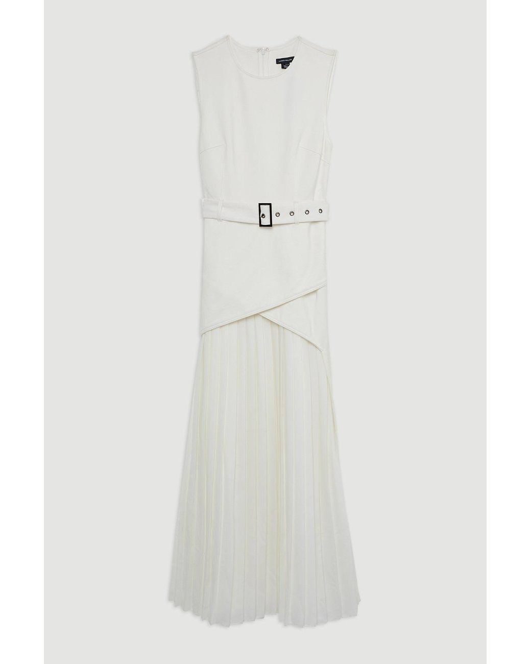 Karen Millen White Wedding Guest Dresses Forever Ponte And Georgette Jersey Pleated Maxi Dress