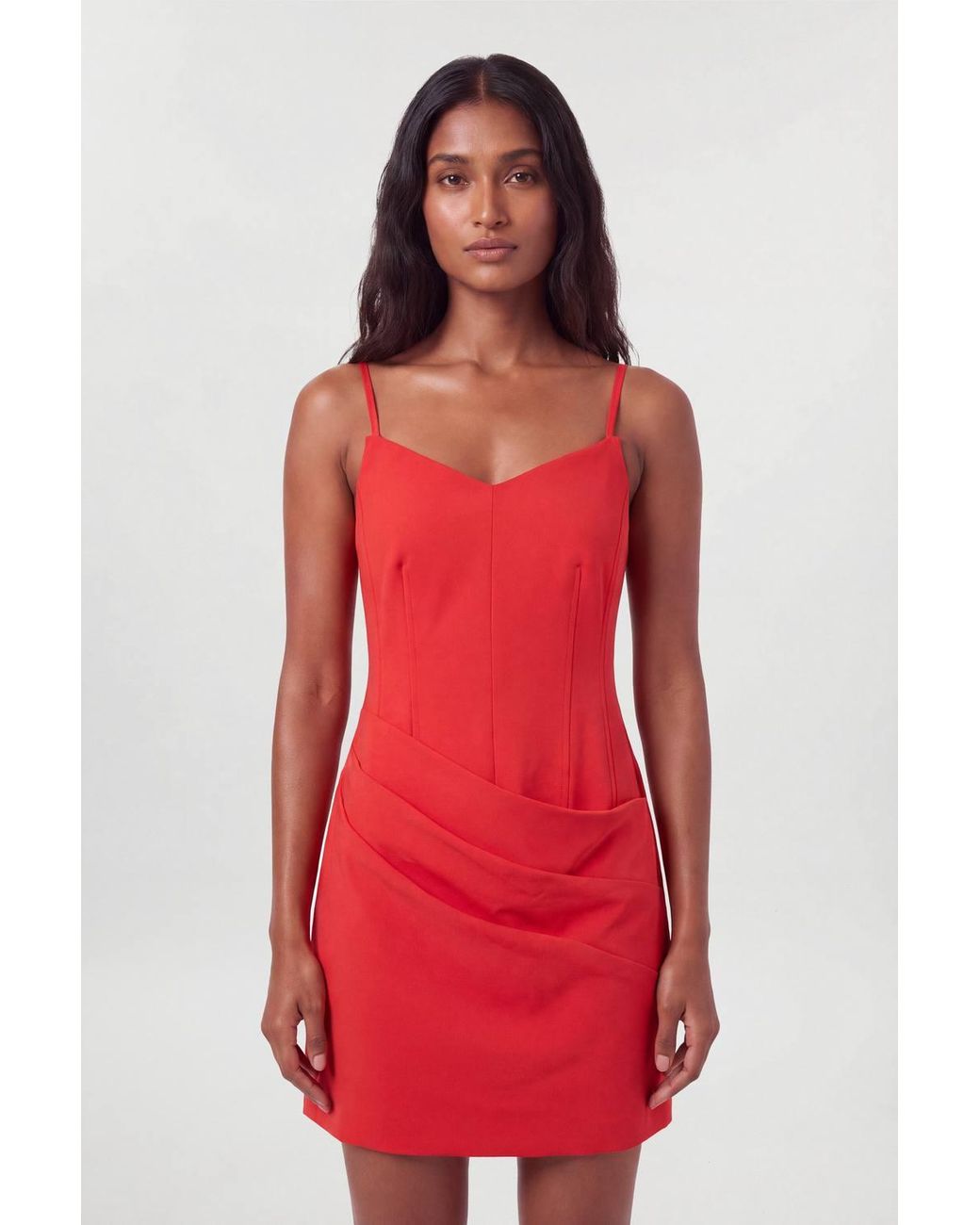 Karen Millen Red Compact Stretch Bandeau Mini Dress