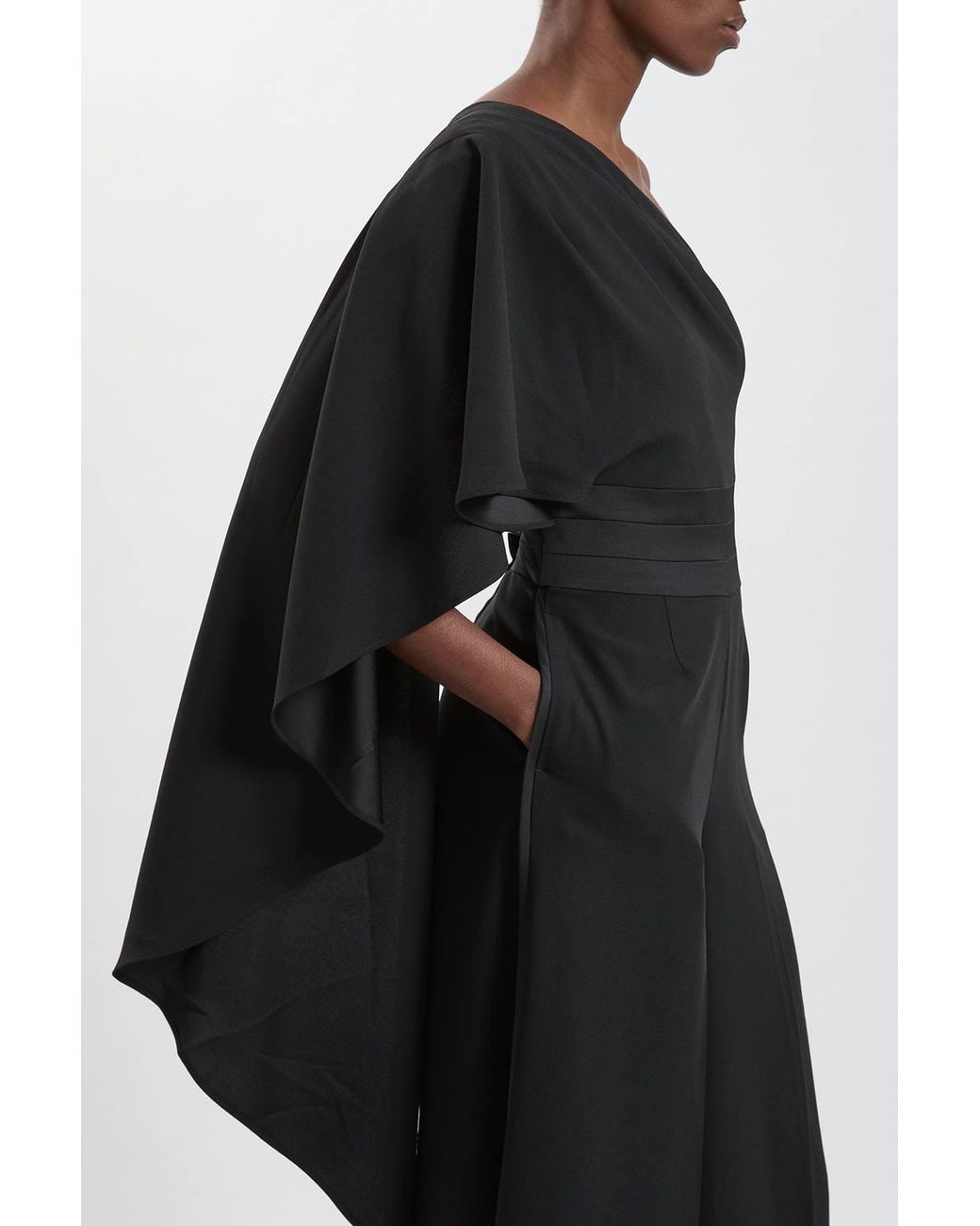 Karen Millen Black Satin Back Crepe Tailored Jumpsuit
