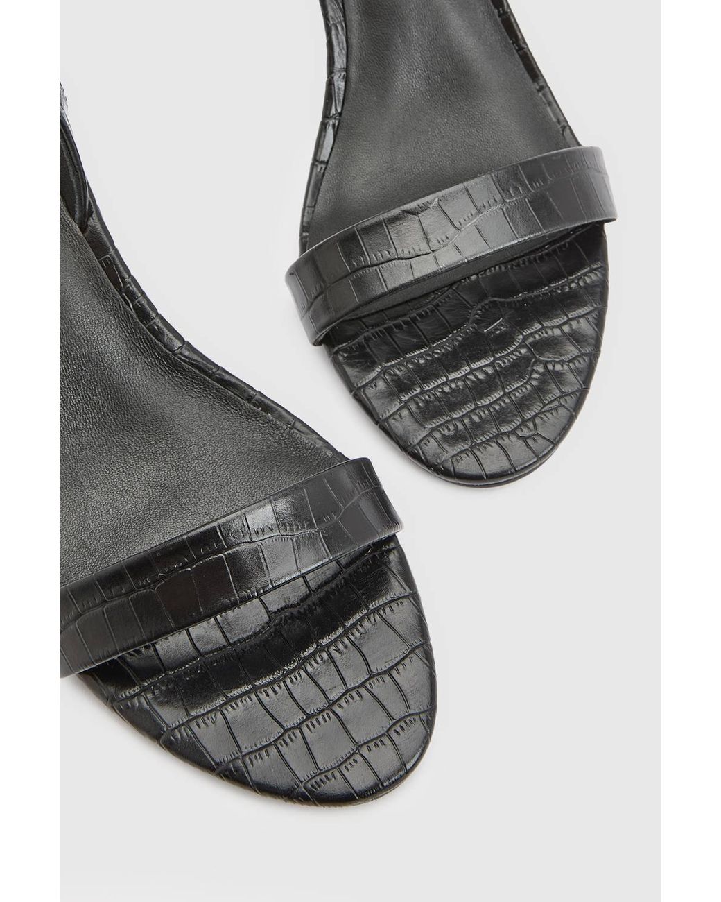 Karen Millen Multicolor Leather Croc Print Strappy Heeled Sandal