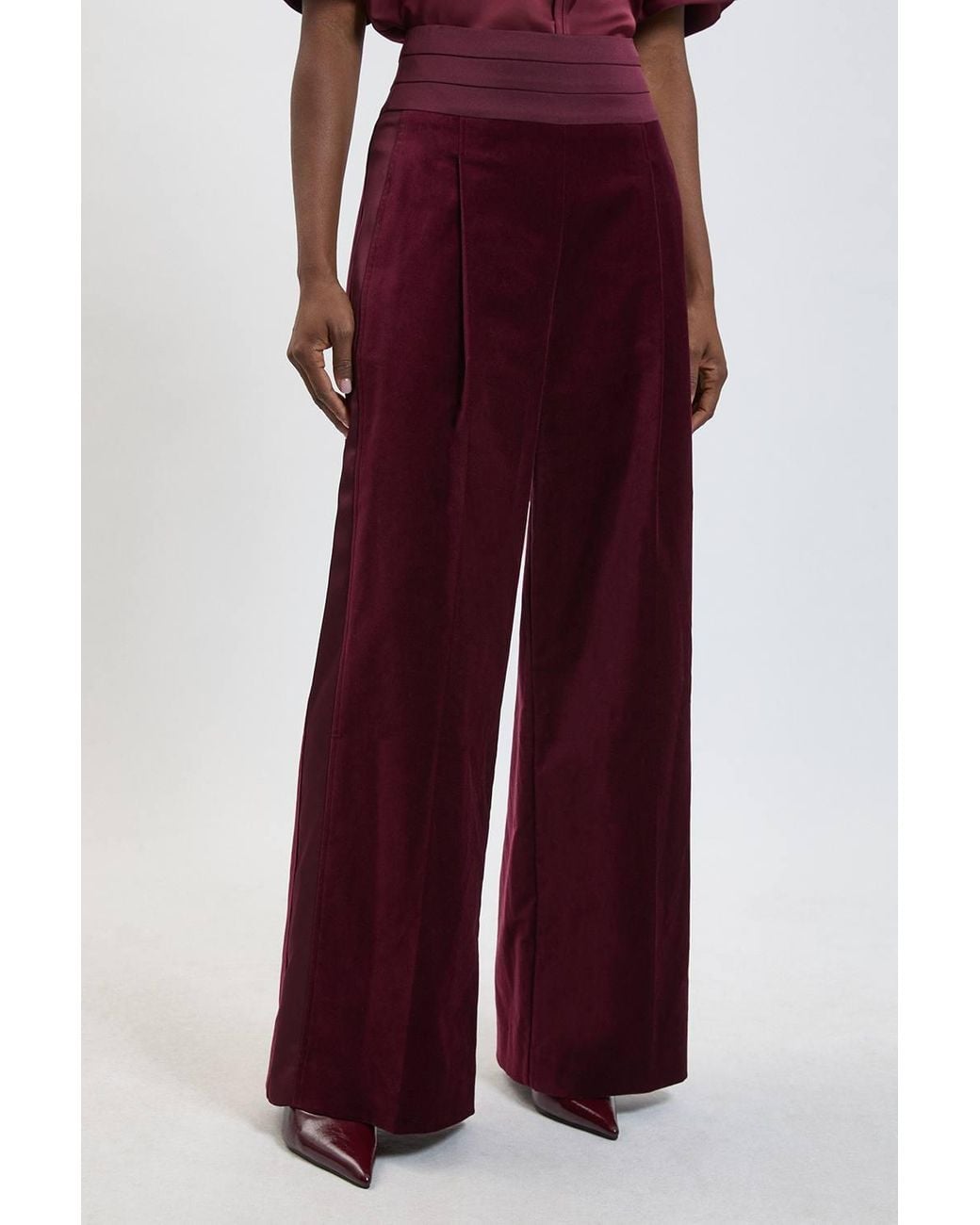 Karen Millen Velvet Tailored Wide Leg Trouser