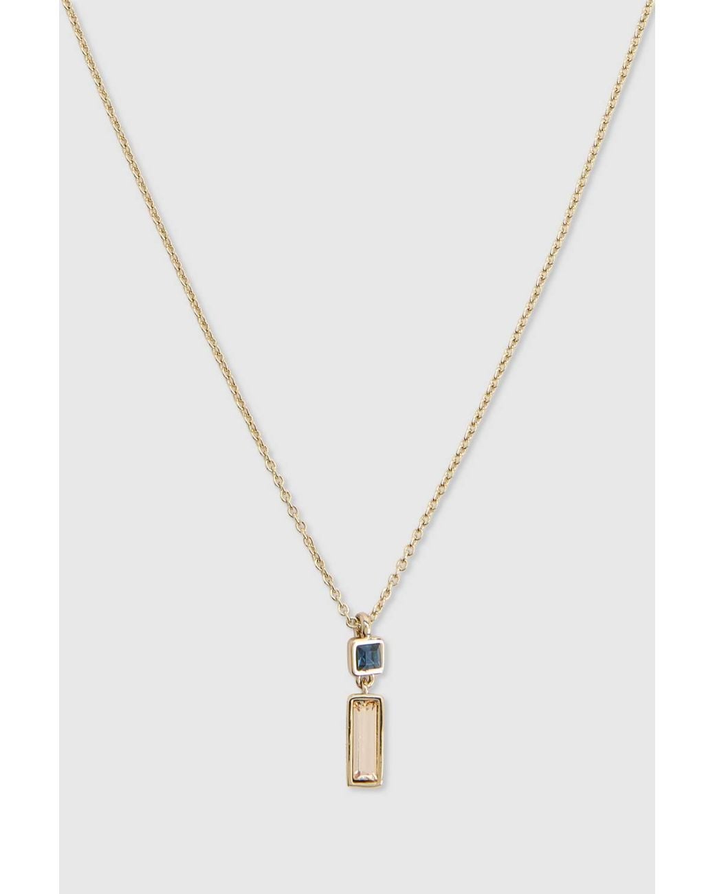 Karen Millen Blue Crystal Baguette Pendant Necklace