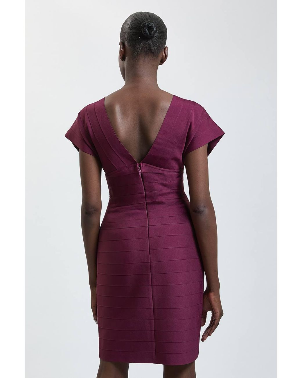 Karen Millen Figure Form Bandage Angel Sleeve Knit Mini Dress in Purple ...