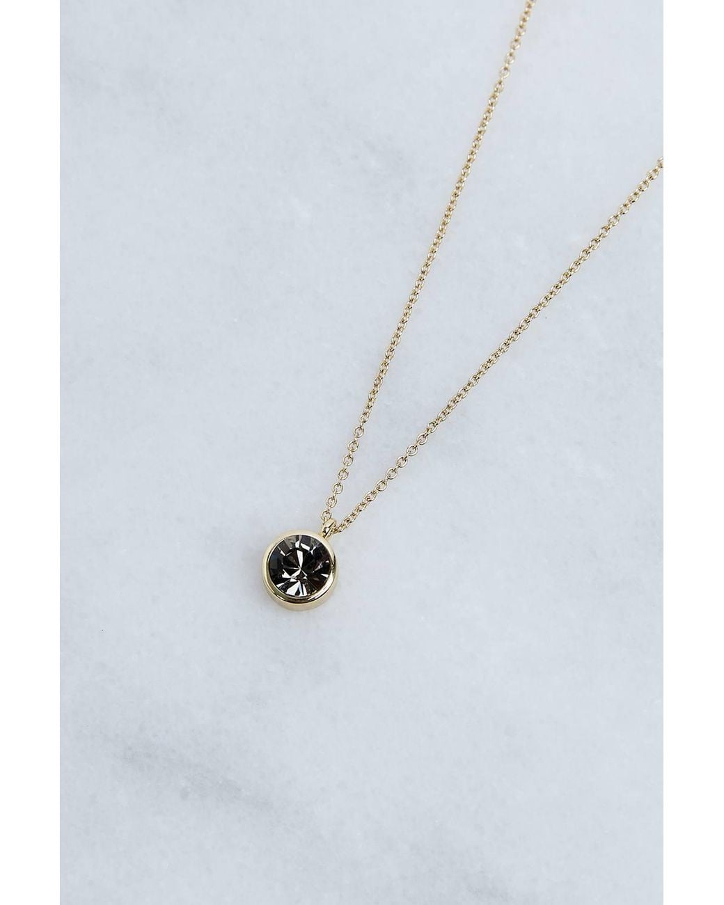 Karen Millen Blue 14Kt Plated Hand Set European Crystal Solitaire Pendant