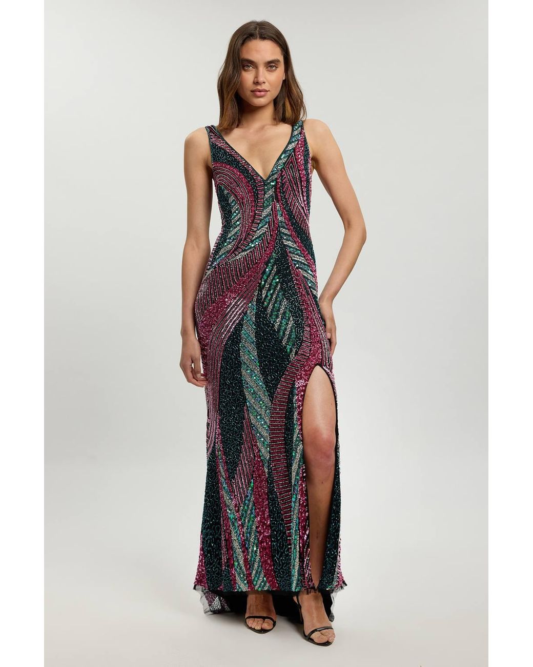 Karen Millen Purple Premium Embellished Maxi Dress