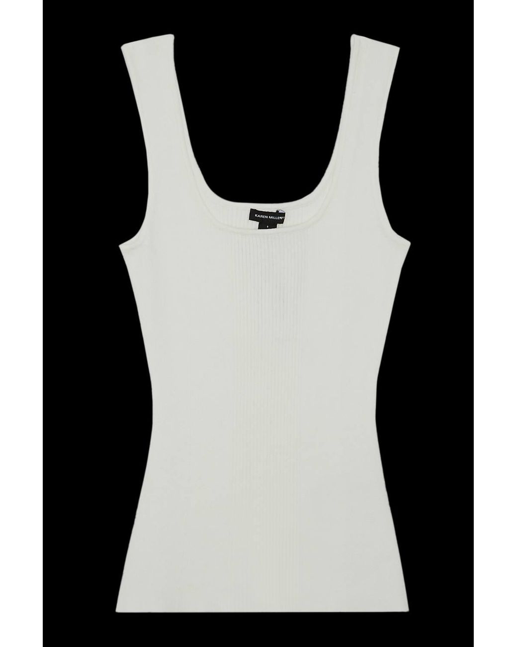 Karen Millen Green Viscose Blend Rib Knit Square Neck Vest