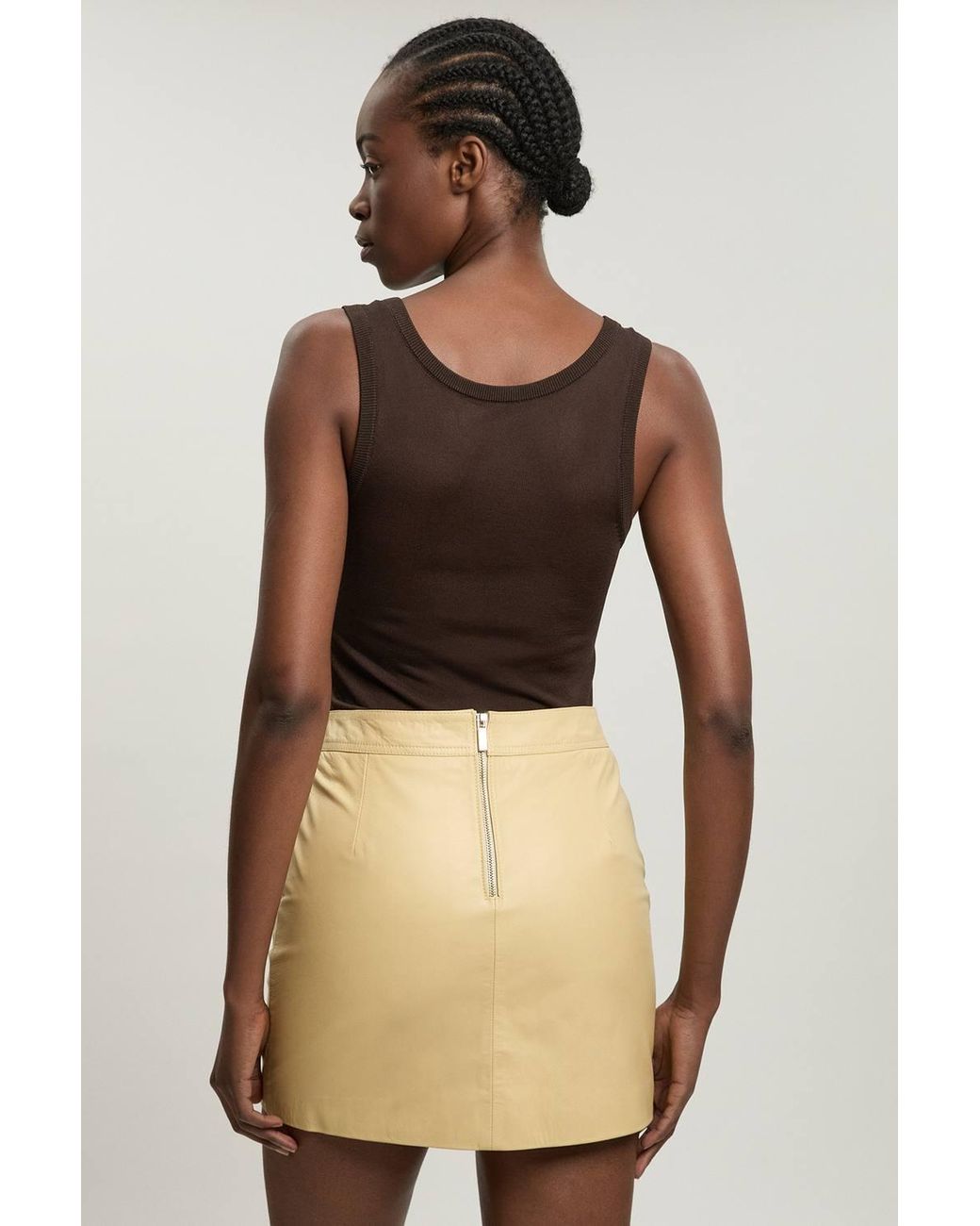 Karen Millen Natural Forever Leather Mini Skirt