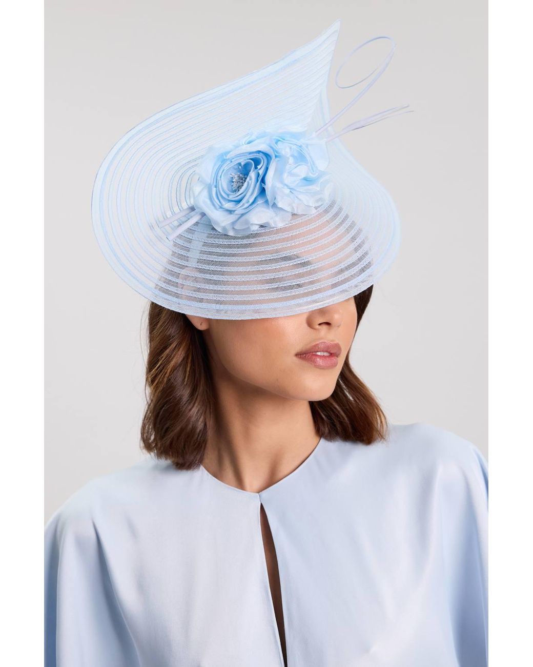 Karen Millen Blue Asymmetric Disk Flower Detailed Fascinator