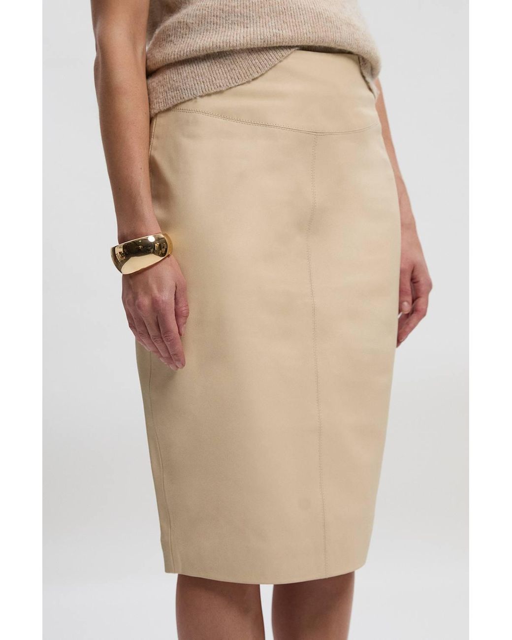 Karen Millen Natural Forever Leather Signature Pencil Skirt