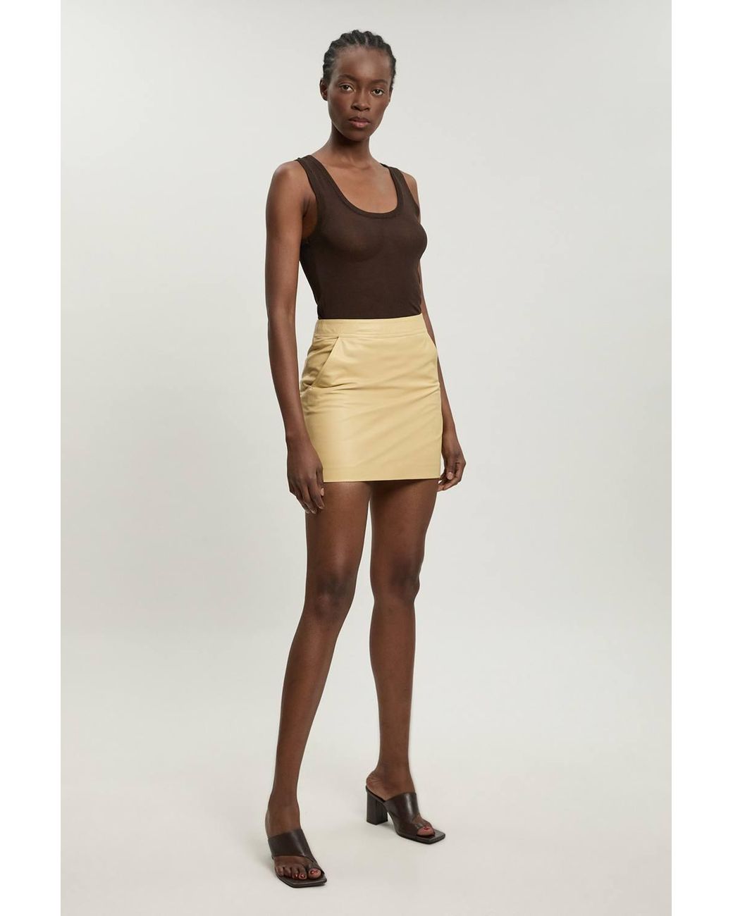 Karen Millen Natural Forever Leather Mini Skirt