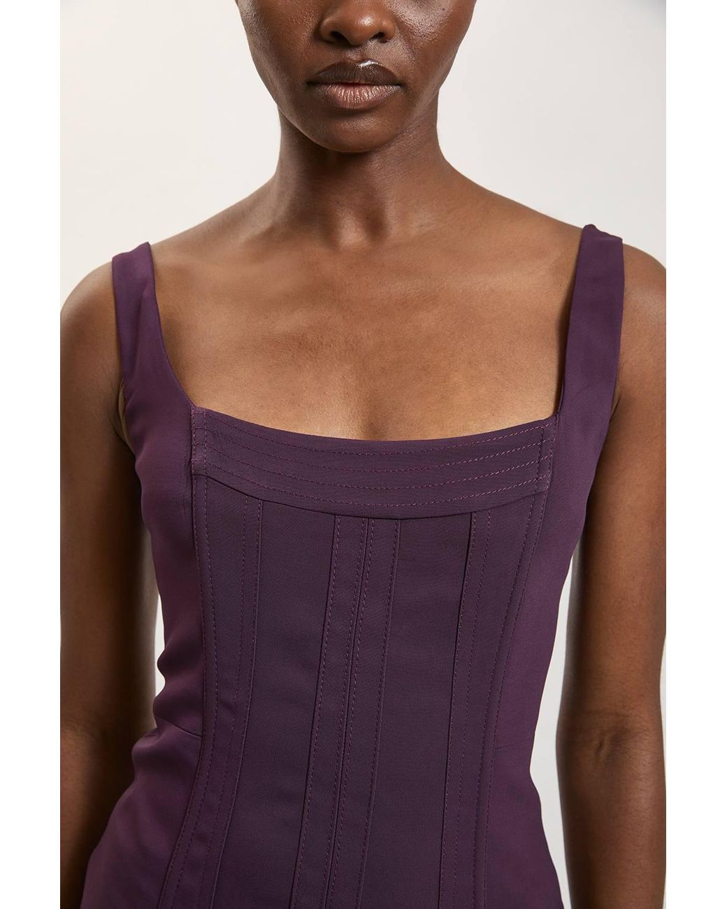 Karen Millen Purple Compact Viscose Corset Top