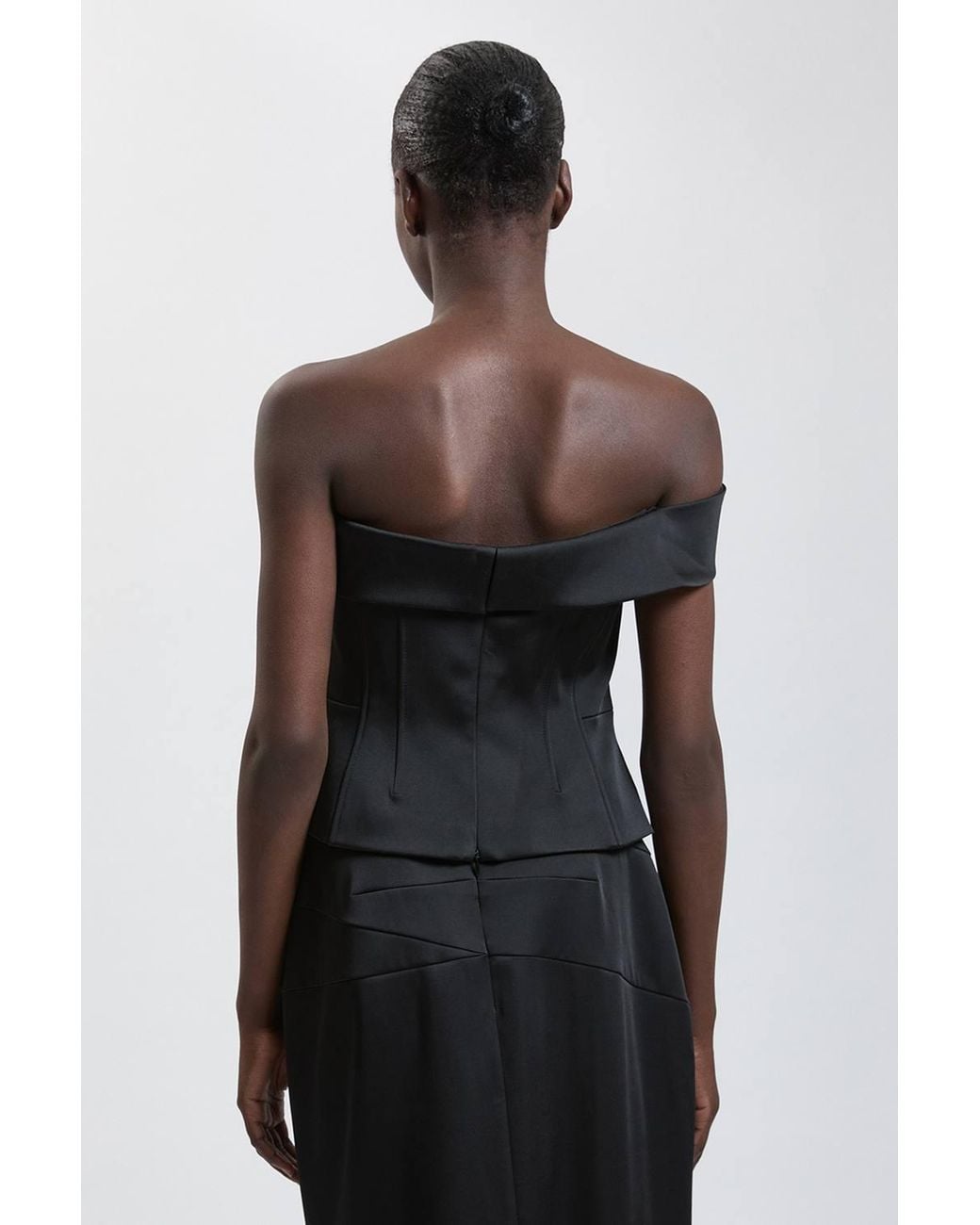 Karen Millen Black Tailored Satin Bodice Top