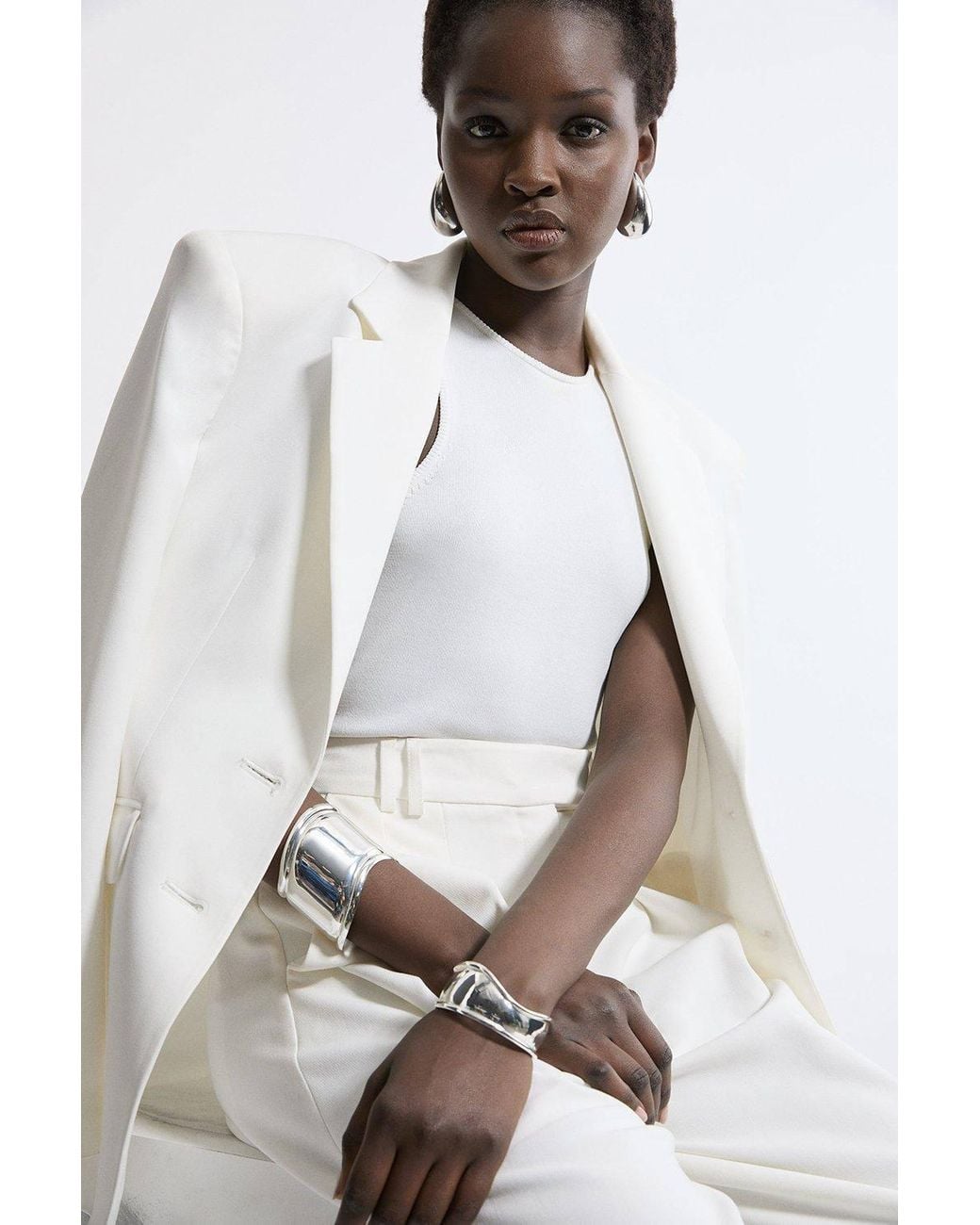 Karen Millen White Curved Bangle Stack