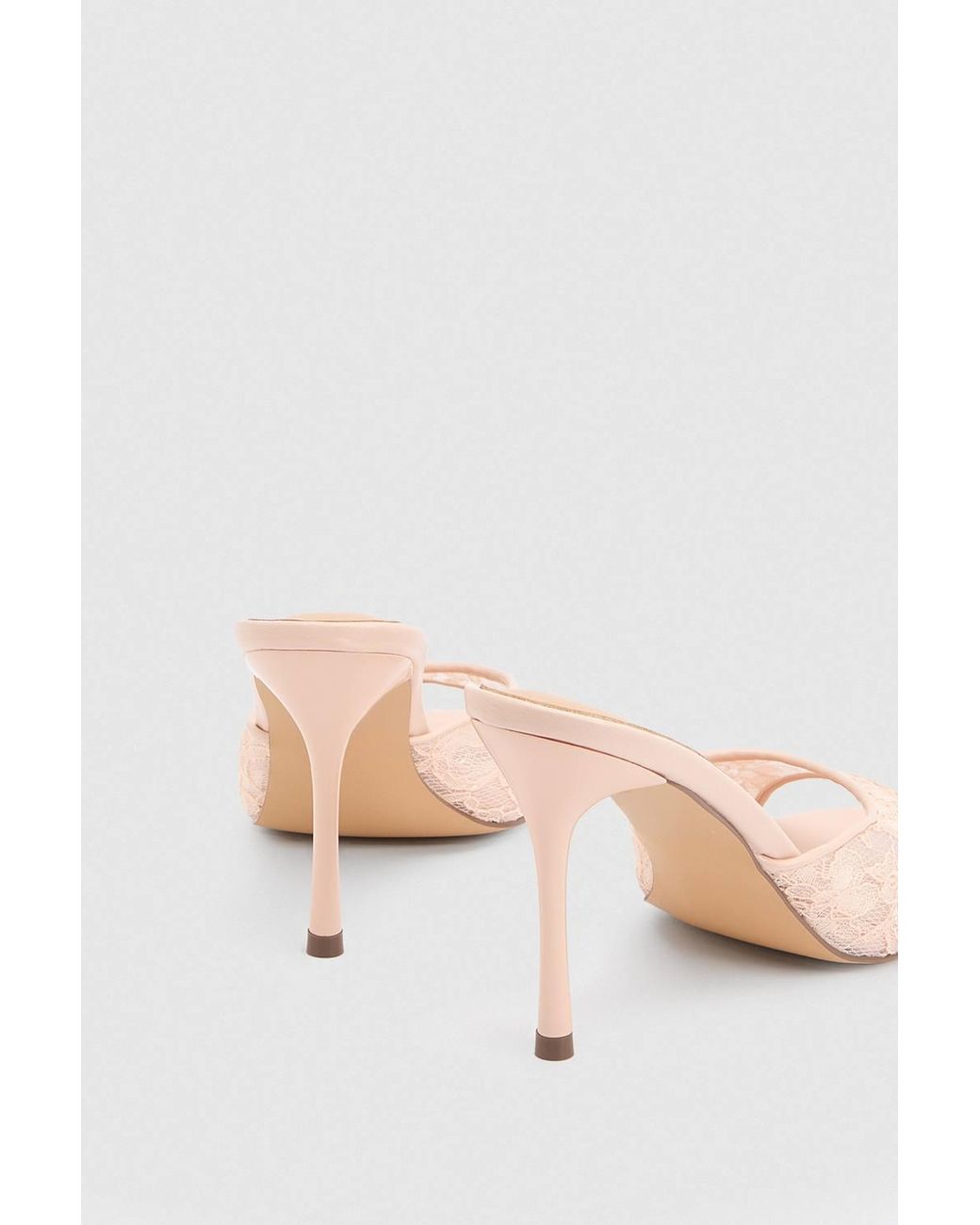 Karen Millen Natural Lace Peep Toe Mule
