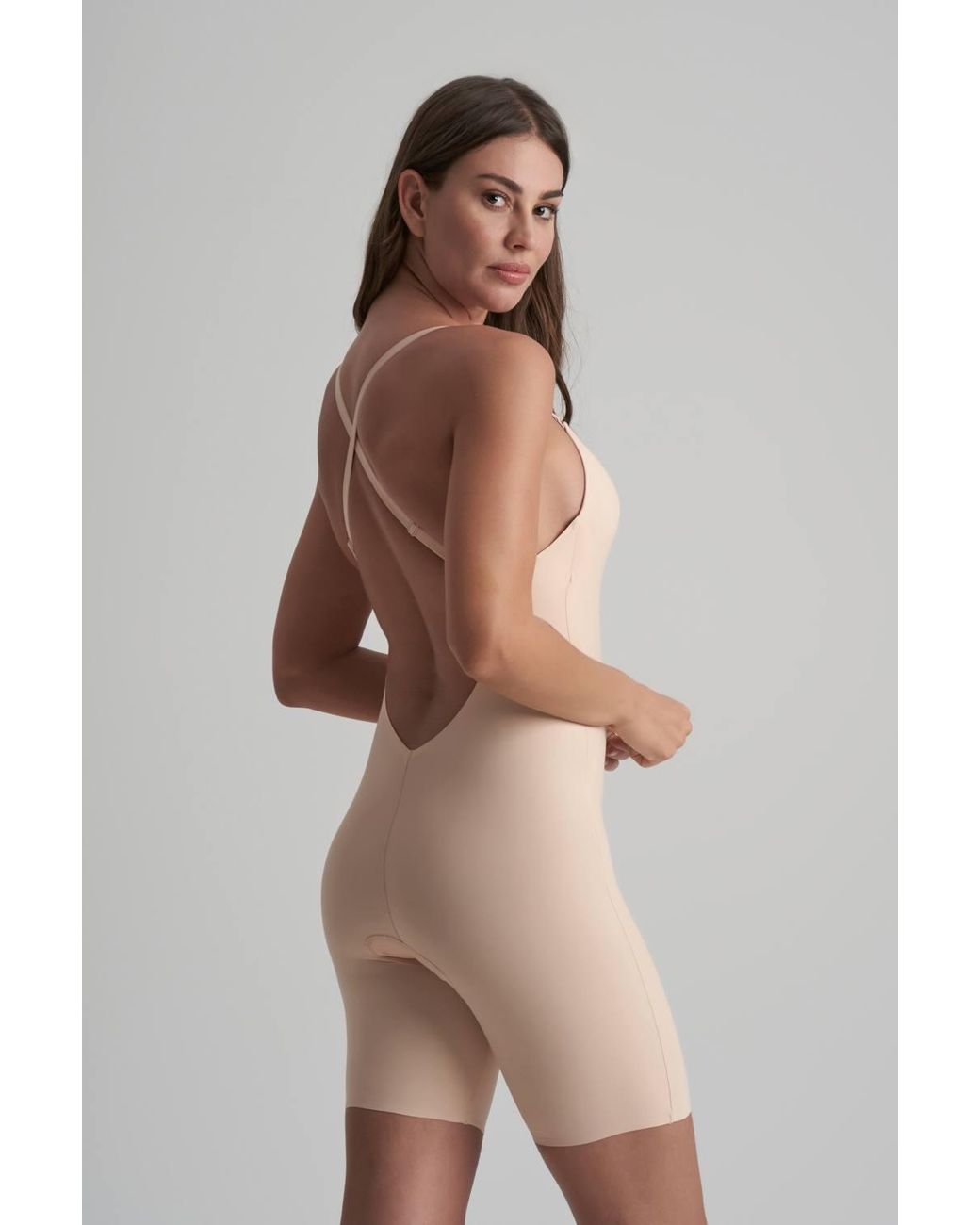 Karen Millen Natural Low Back Bodysuit Short