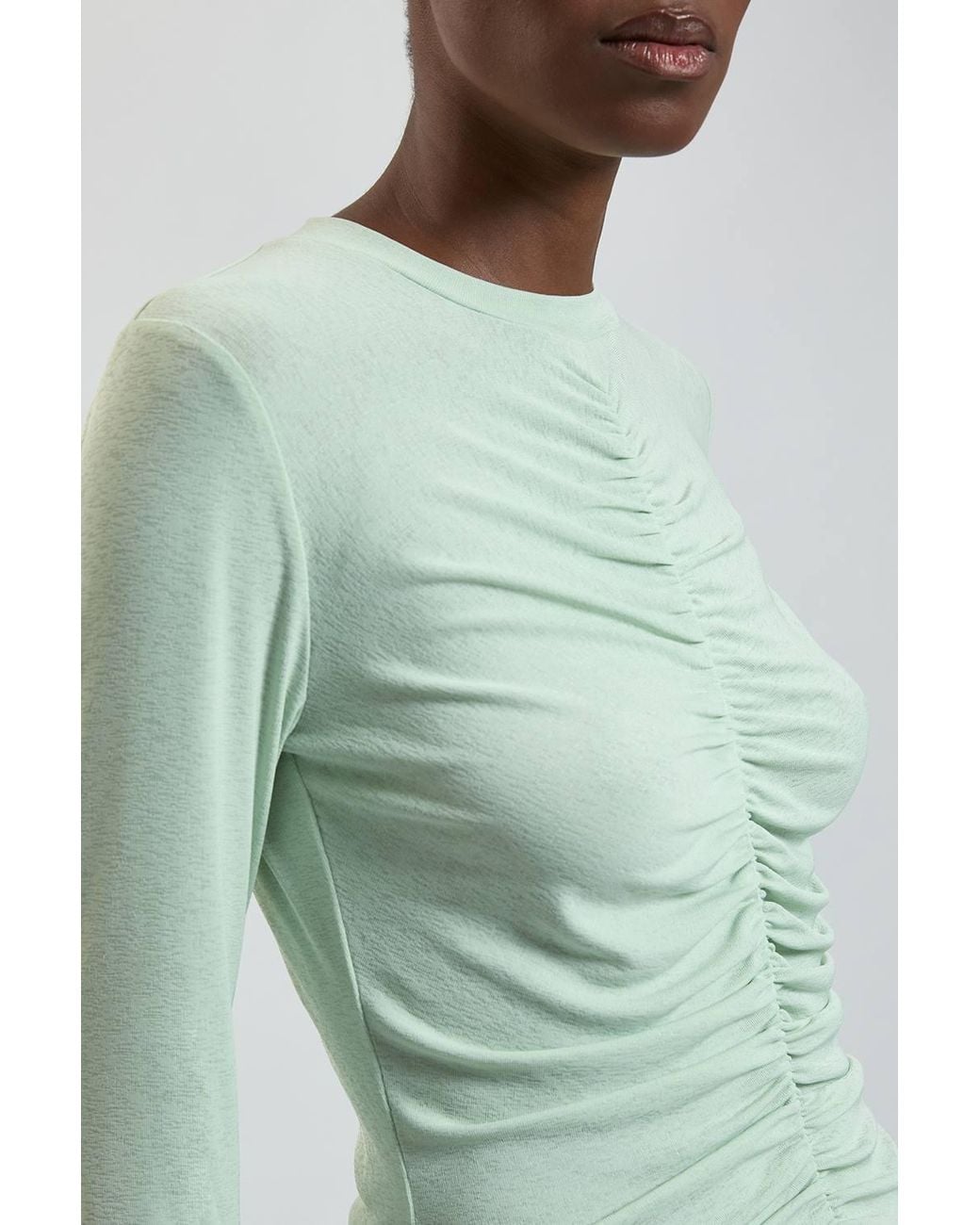 Karen Millen Green Crepe Jersey Ruche Front Top