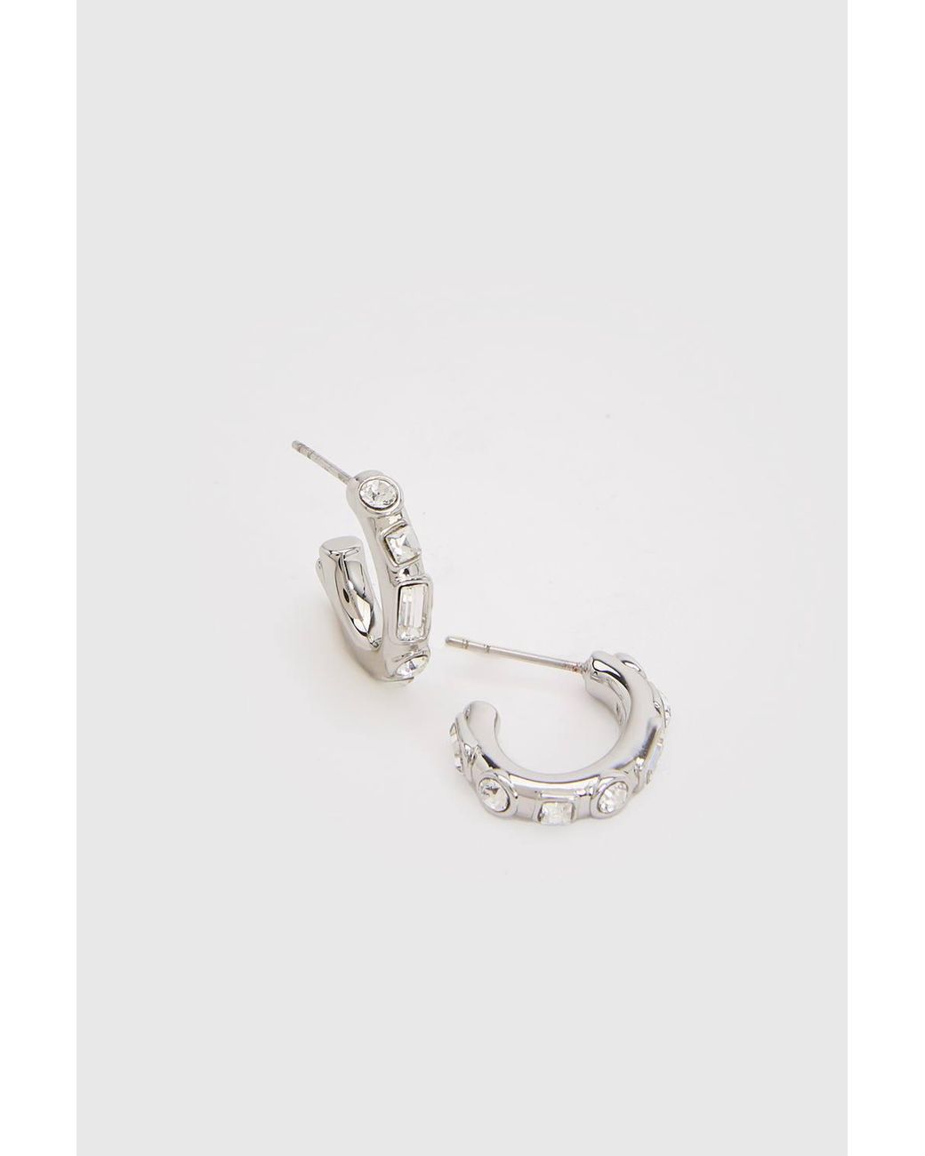 Karen Millen Black Crystal Hoop Earrings