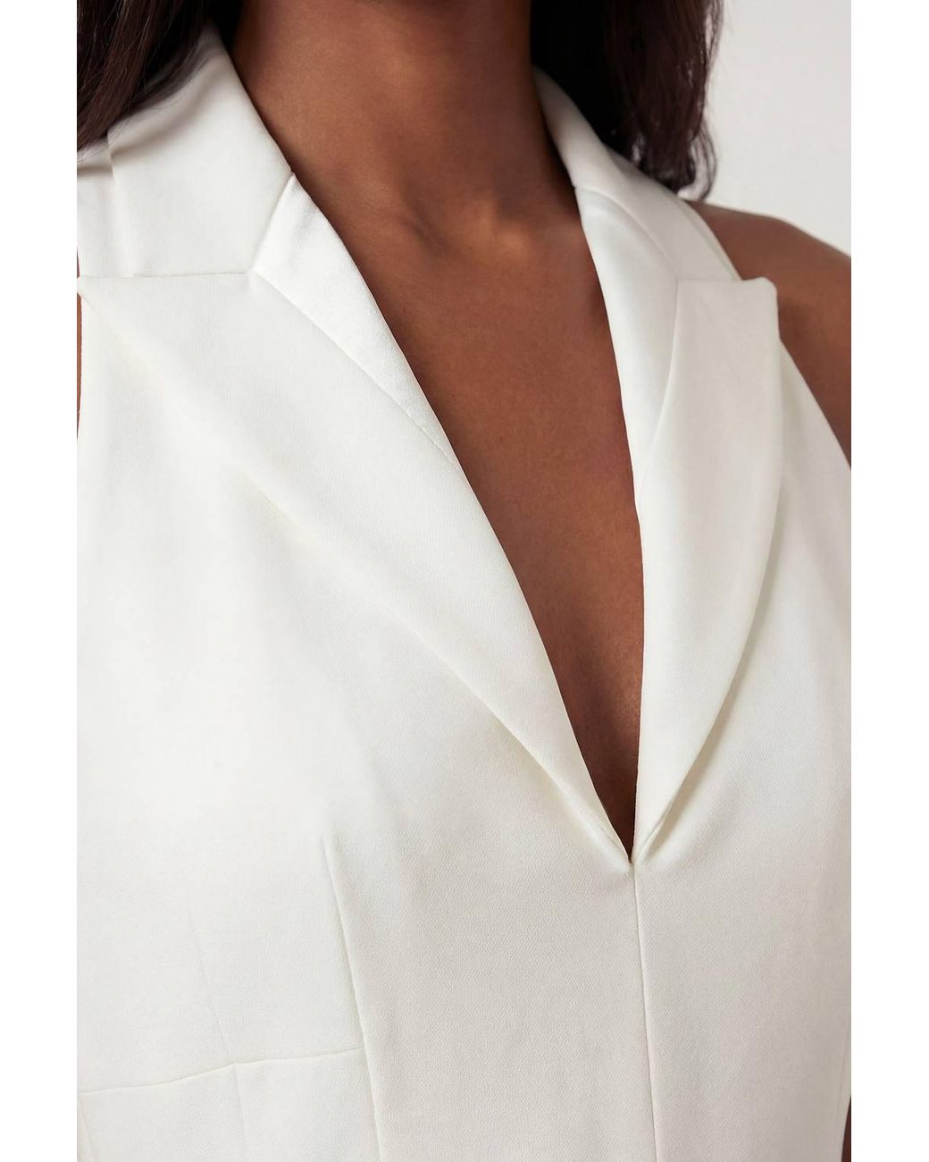 Karen Millen White Compact Stretch Seam Detail Tailored Full Skirted Midi Dress