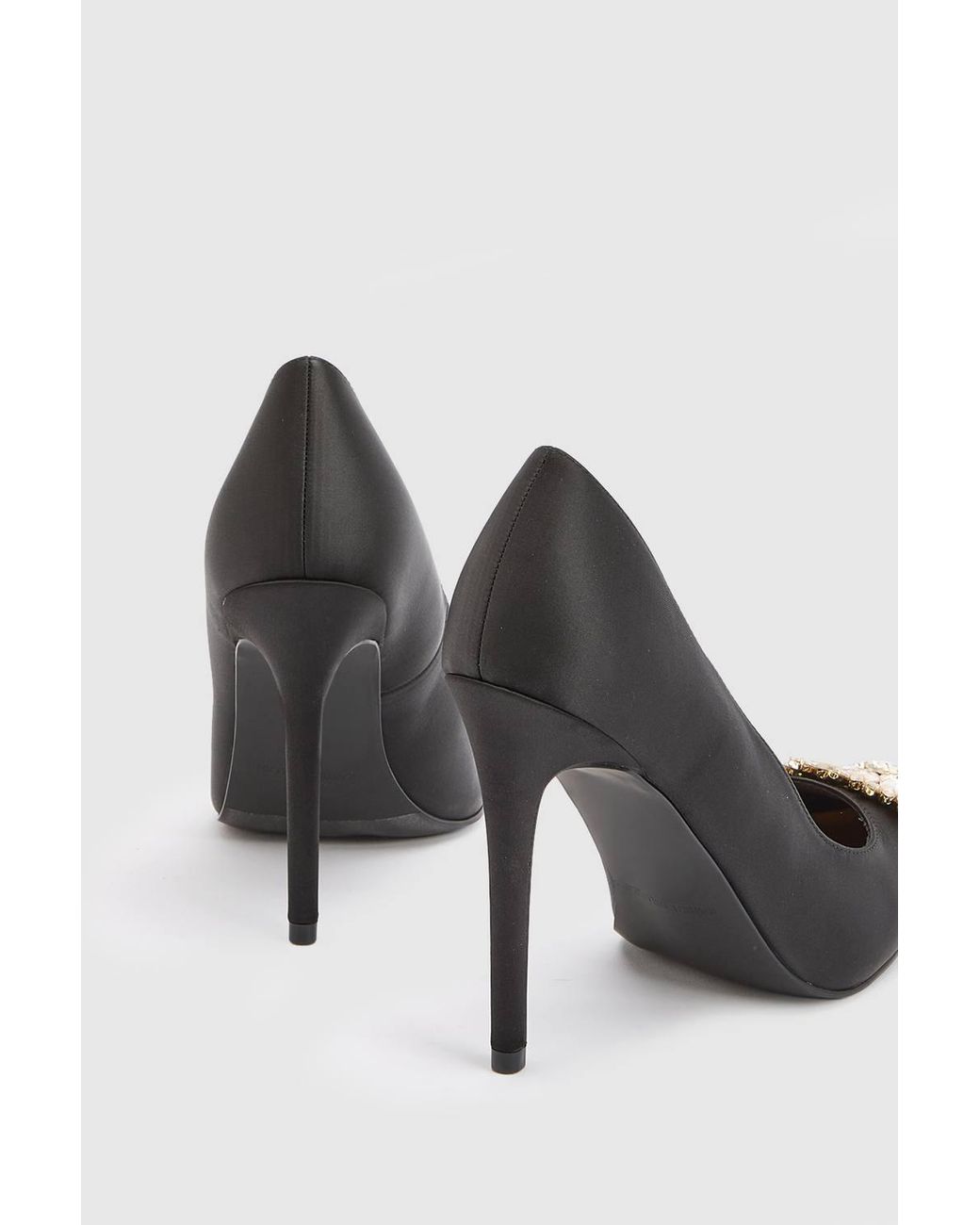 Karen Millen White Satin Stiletto Embellished Heeled Shoe