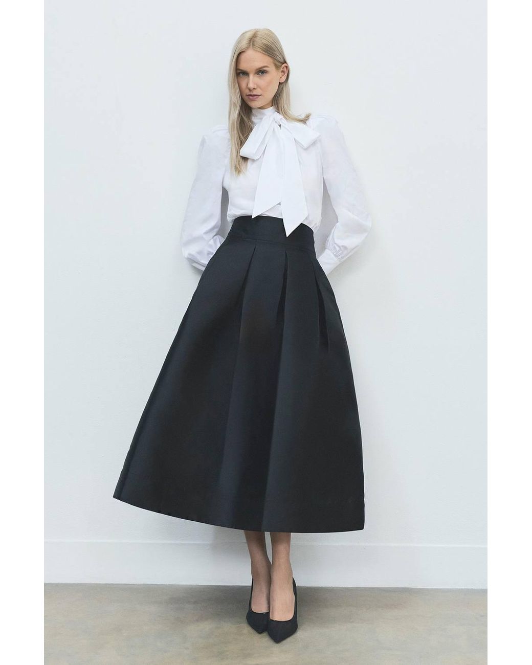 Karen Millen Black Forever Twill Woven Prom Maxi Skirt