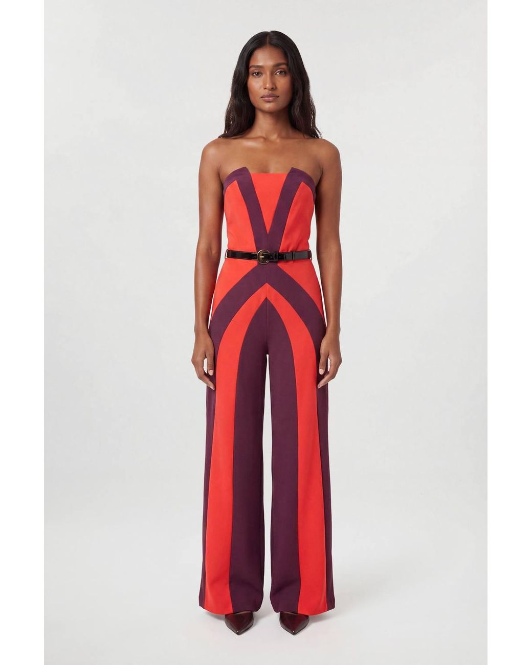 Karen Millen Compact Stretch Colour Block Tailored Bandeau Jumpsuit