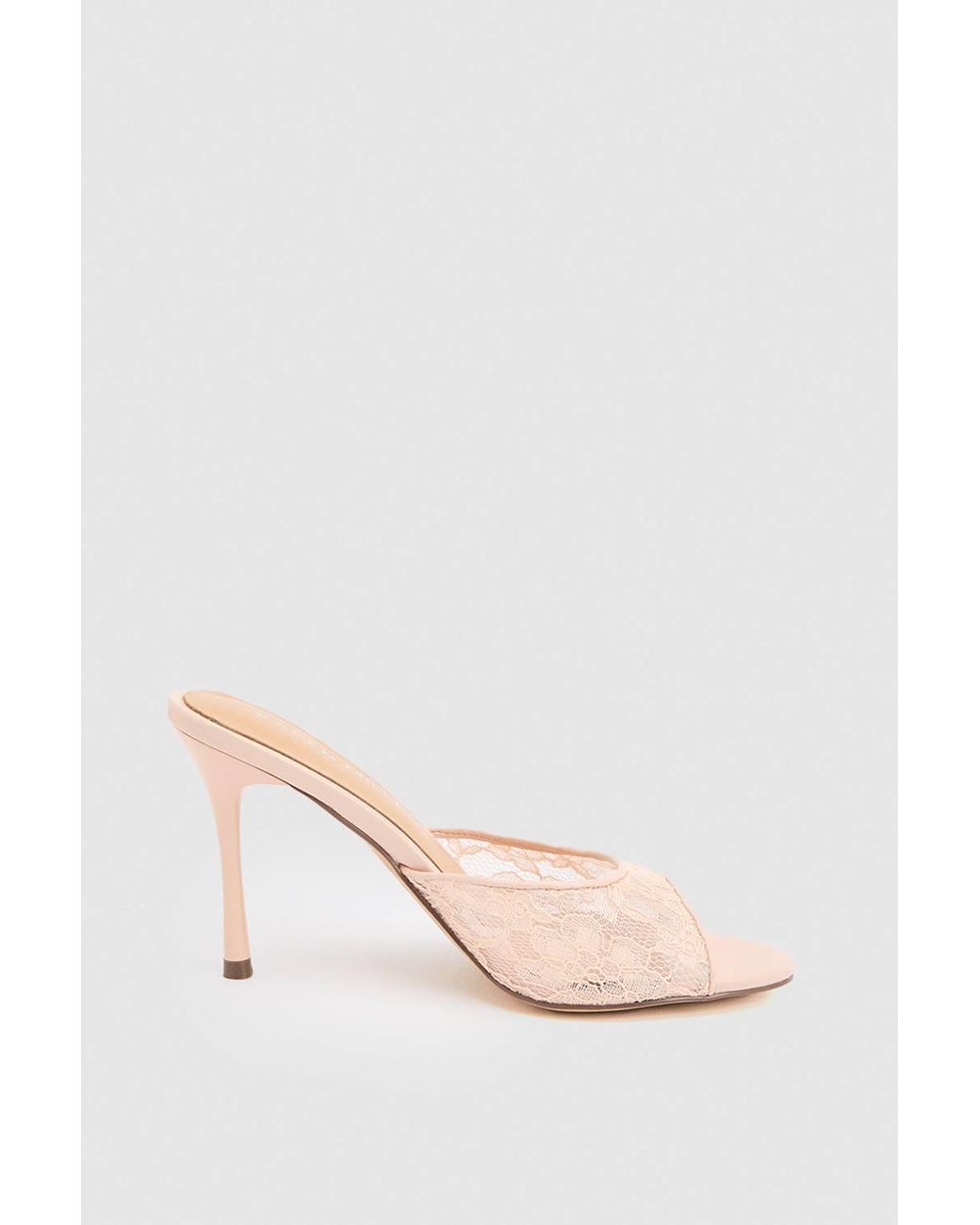 Karen Millen Natural Lace Peep Toe Mule