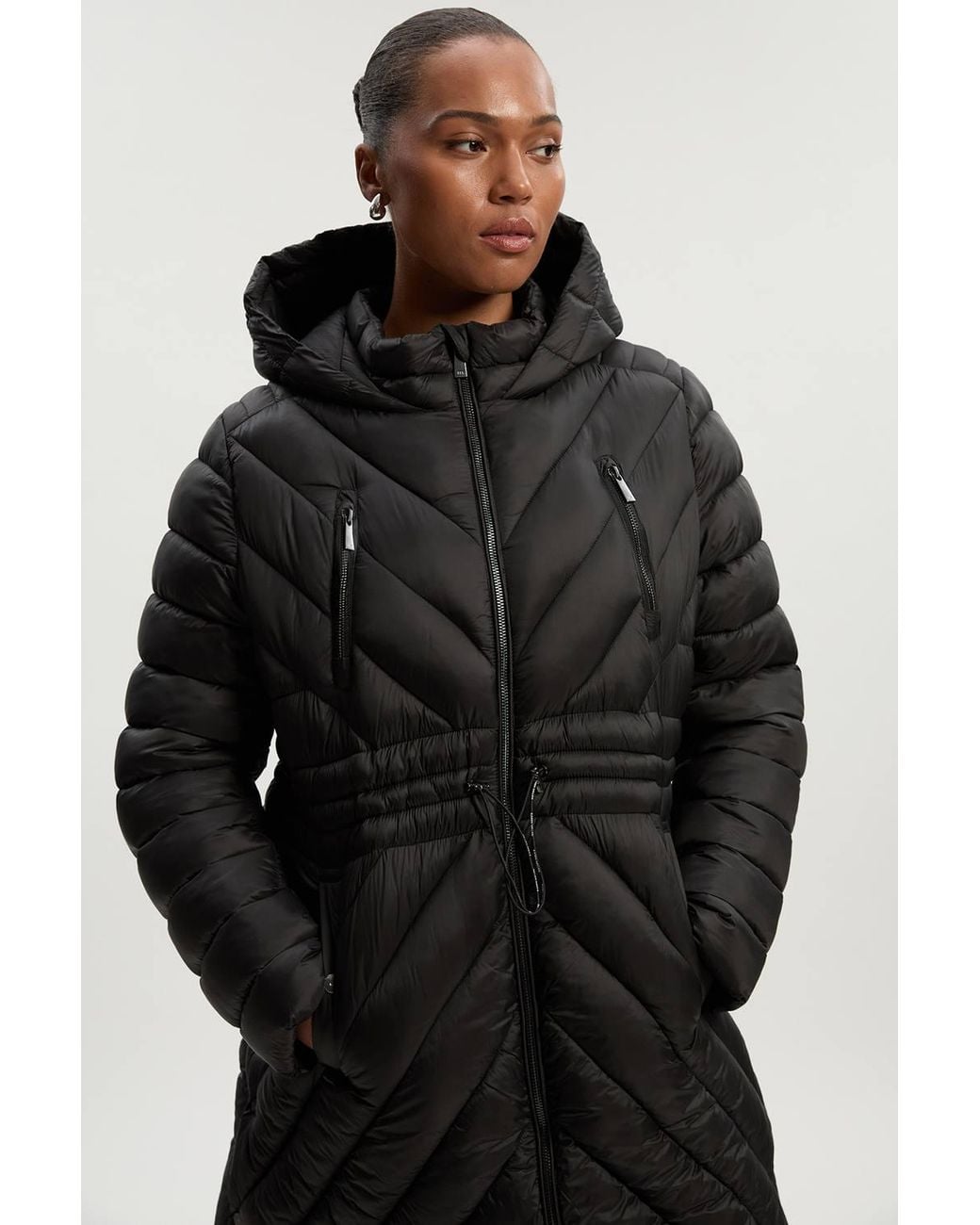 Karen Millen Black Plus Size Lightweight Packable Coat