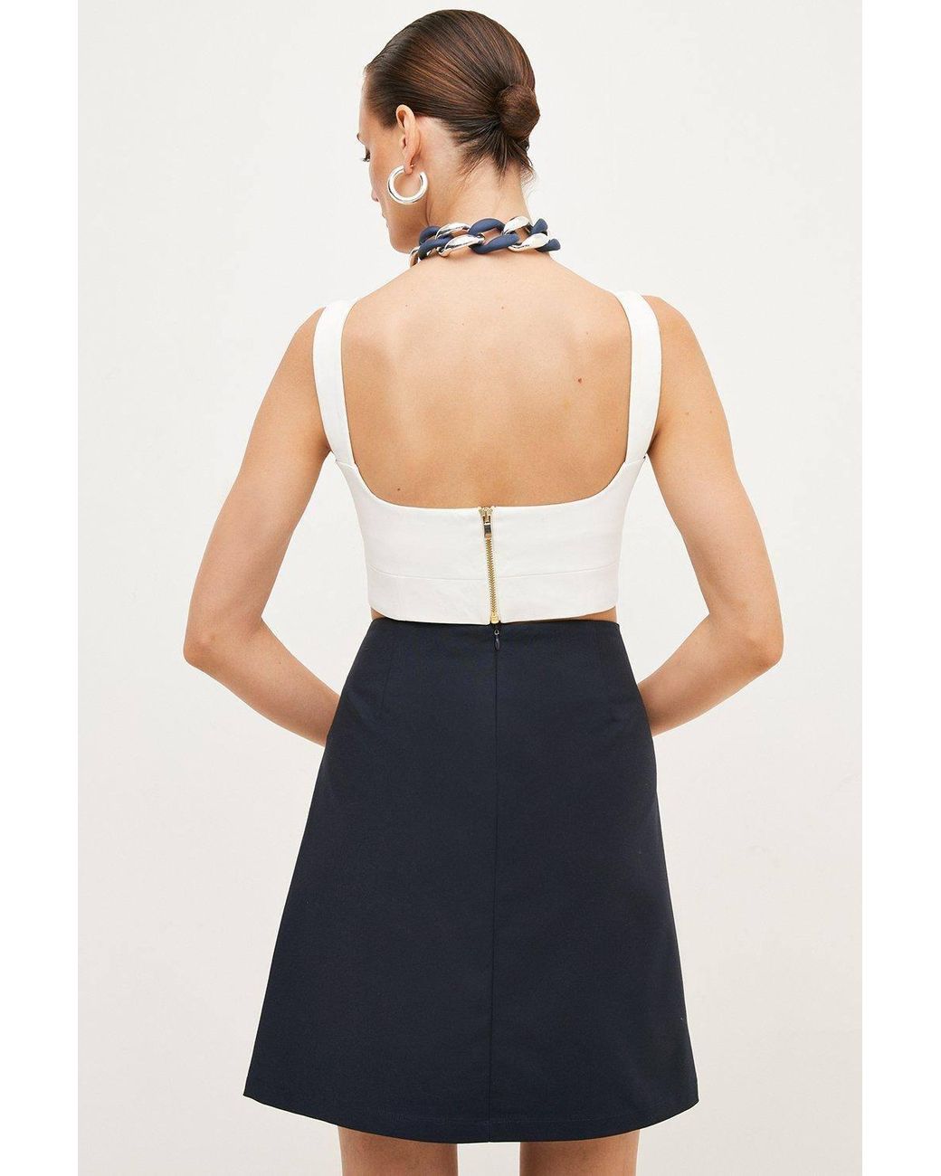 Karen Millen Blue Petite Essential Techno Woven Skirt