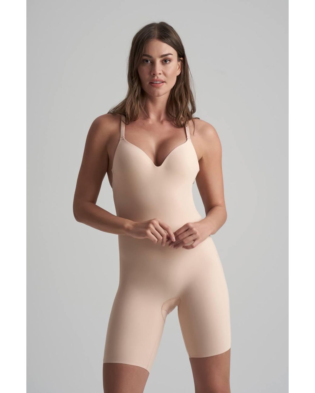 Karen Millen Natural Low Back Bodysuit Short