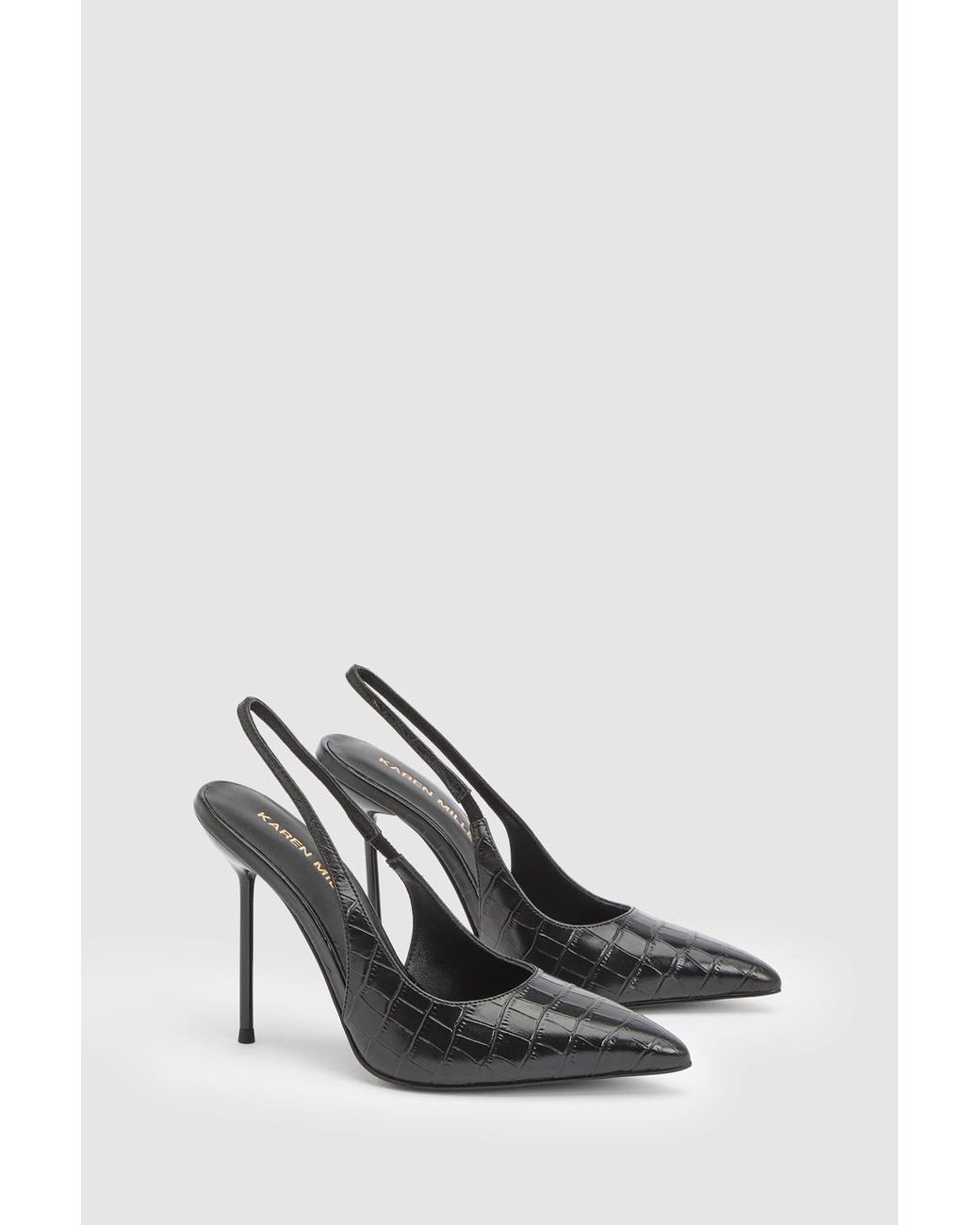Karen Millen White Croc Leather Slingback Heeled Shoe