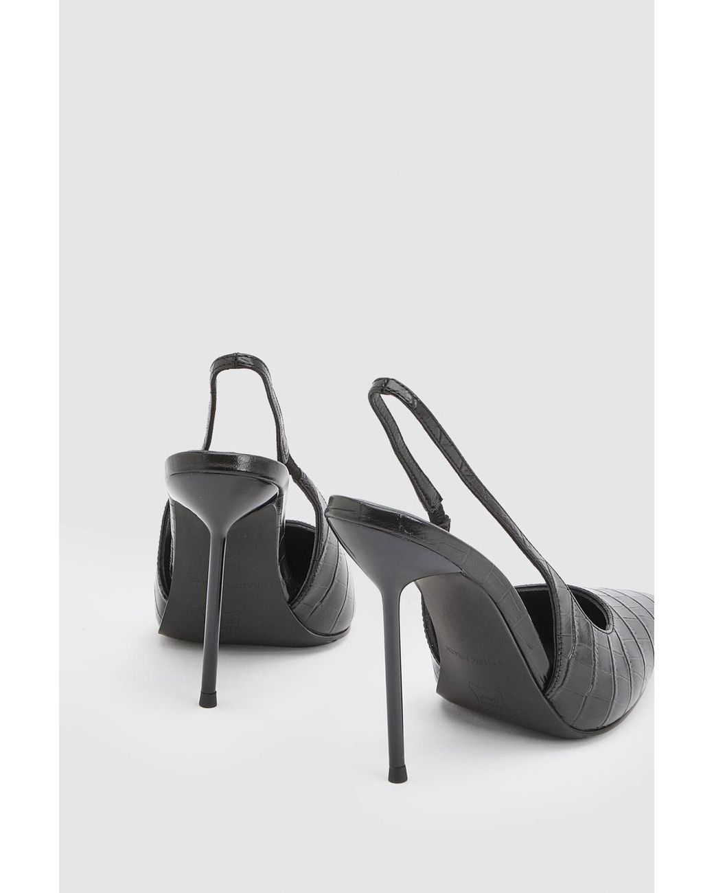 Karen Millen White Croc Leather Slingback Heeled Shoe