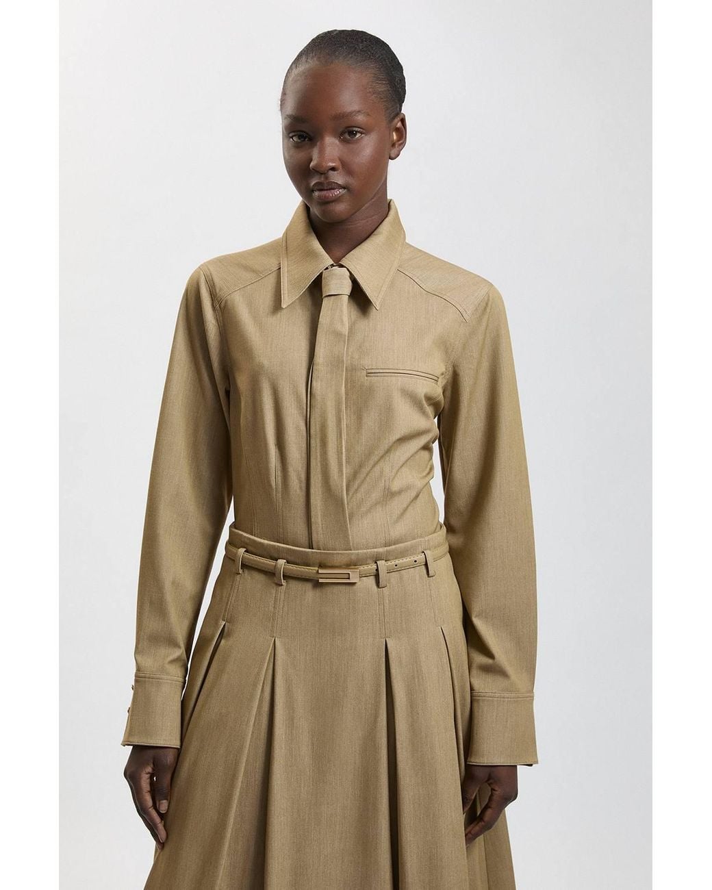 Karen Millen Natural Tailored Tie Neck Shirt