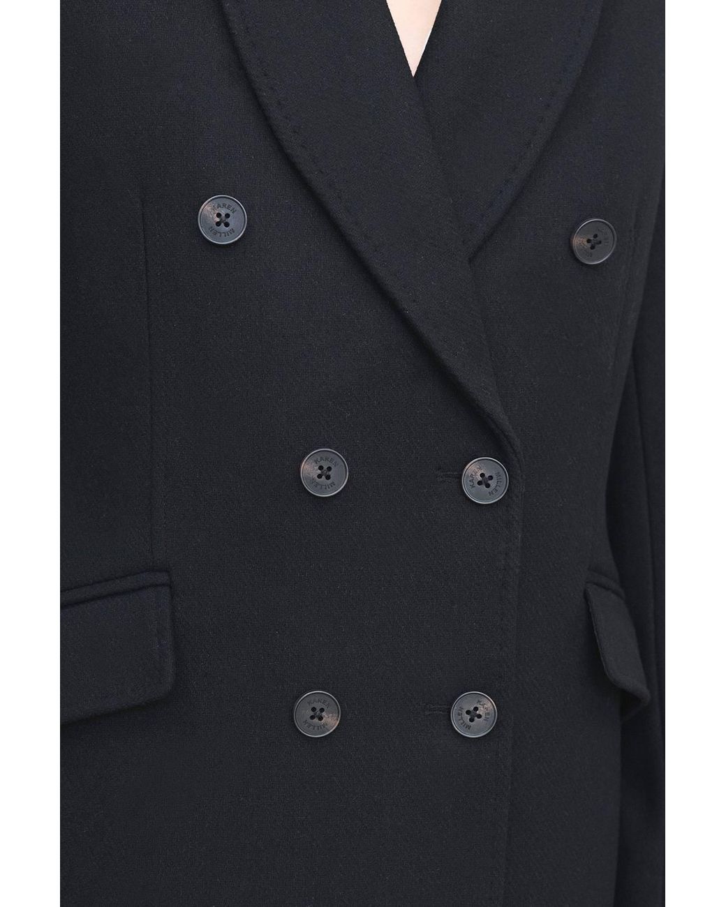 Karen Millen Black Forever Wool Double Breasted Tailored Midi Coat