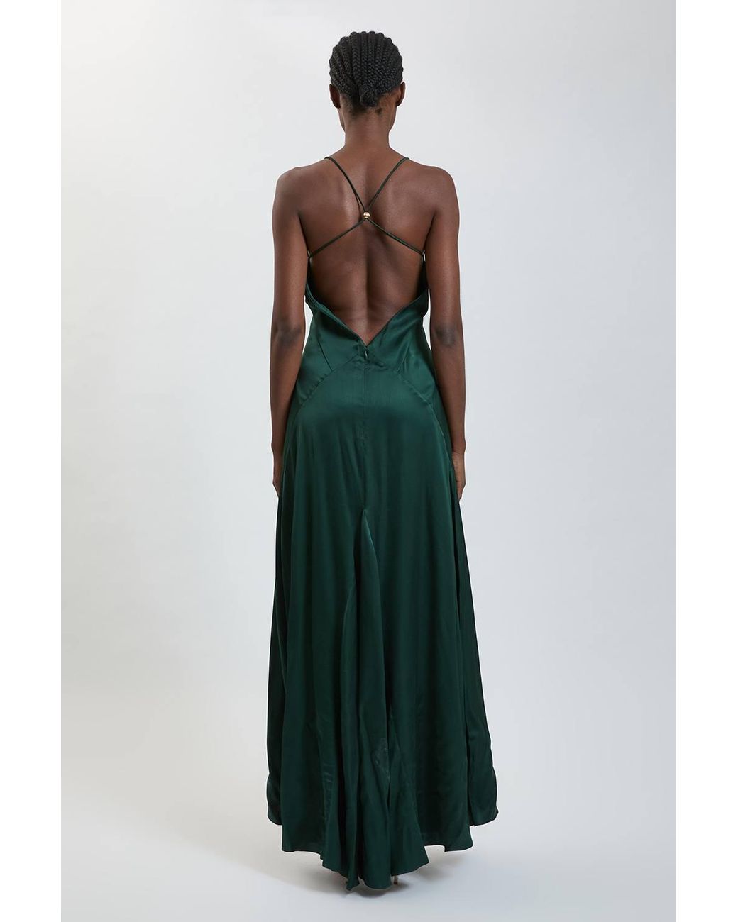 Karen Millen Viscose Satin Cami Slip Midi Dress in Green | Lyst UK