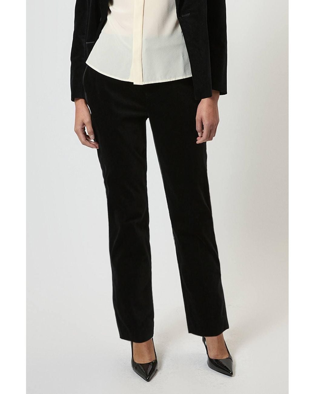 Karen Millen Black Harper's Bazaar Velvet And Satin Mix Slim Leg Trouser
