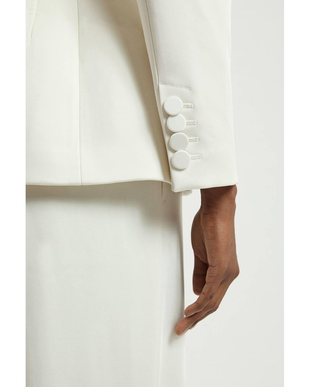 Karen Millen Natural Petite Tailored Satin Collarless Blazer