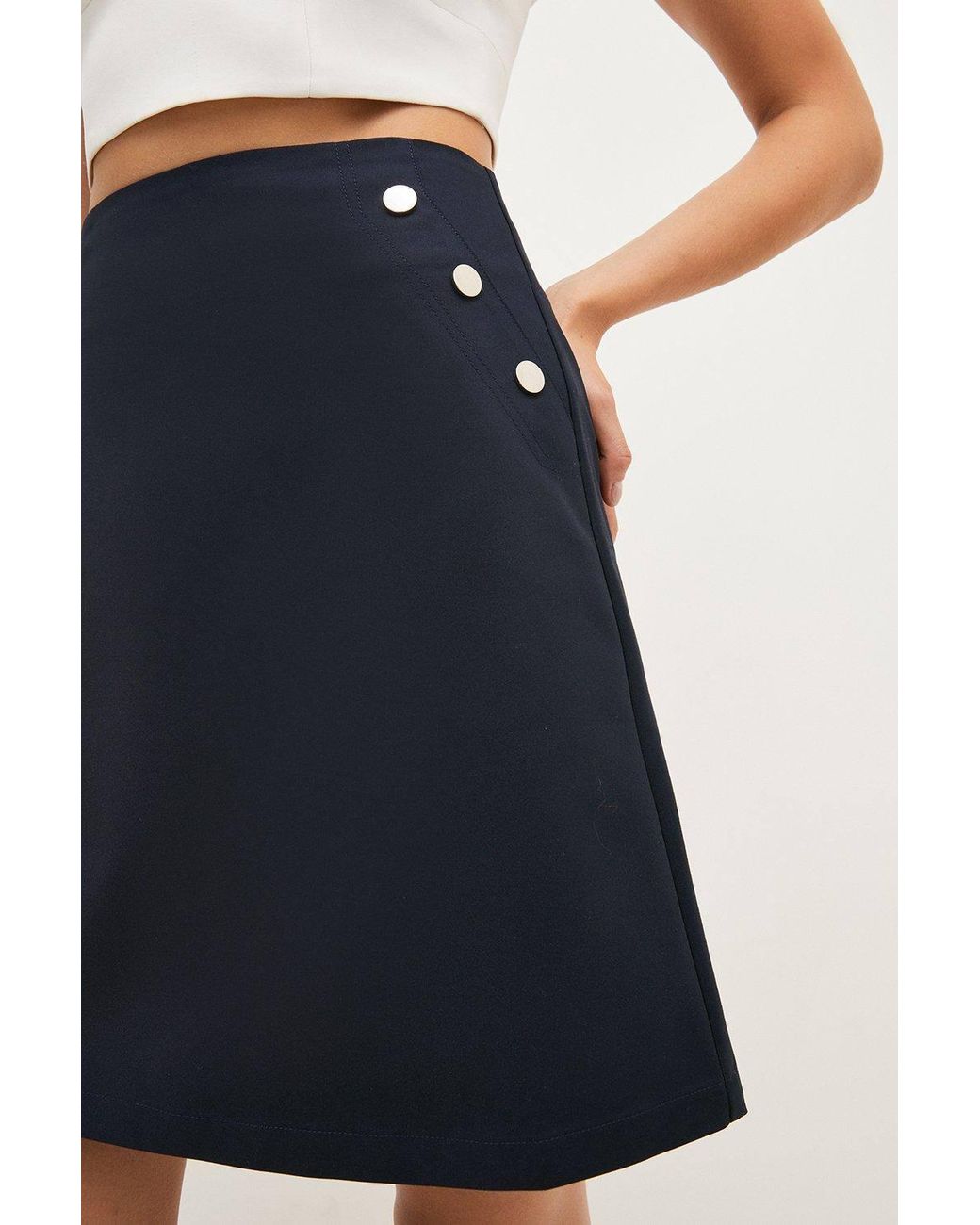 Karen Millen Blue Petite Essential Techno Woven Skirt
