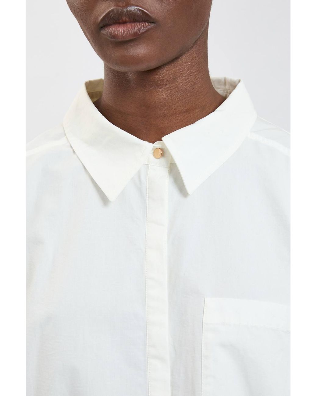 Karen Millen Blue Cotton Poplin Cropped Shirt
