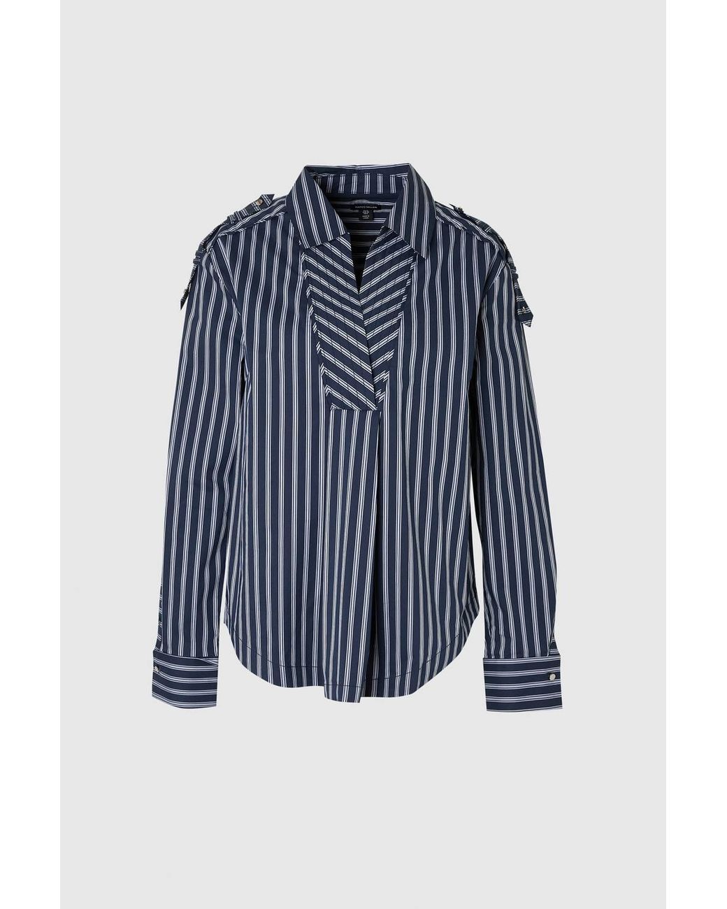 Karen Millen Blue Forever Boxy Cotton Placket Detail Woven Shirt